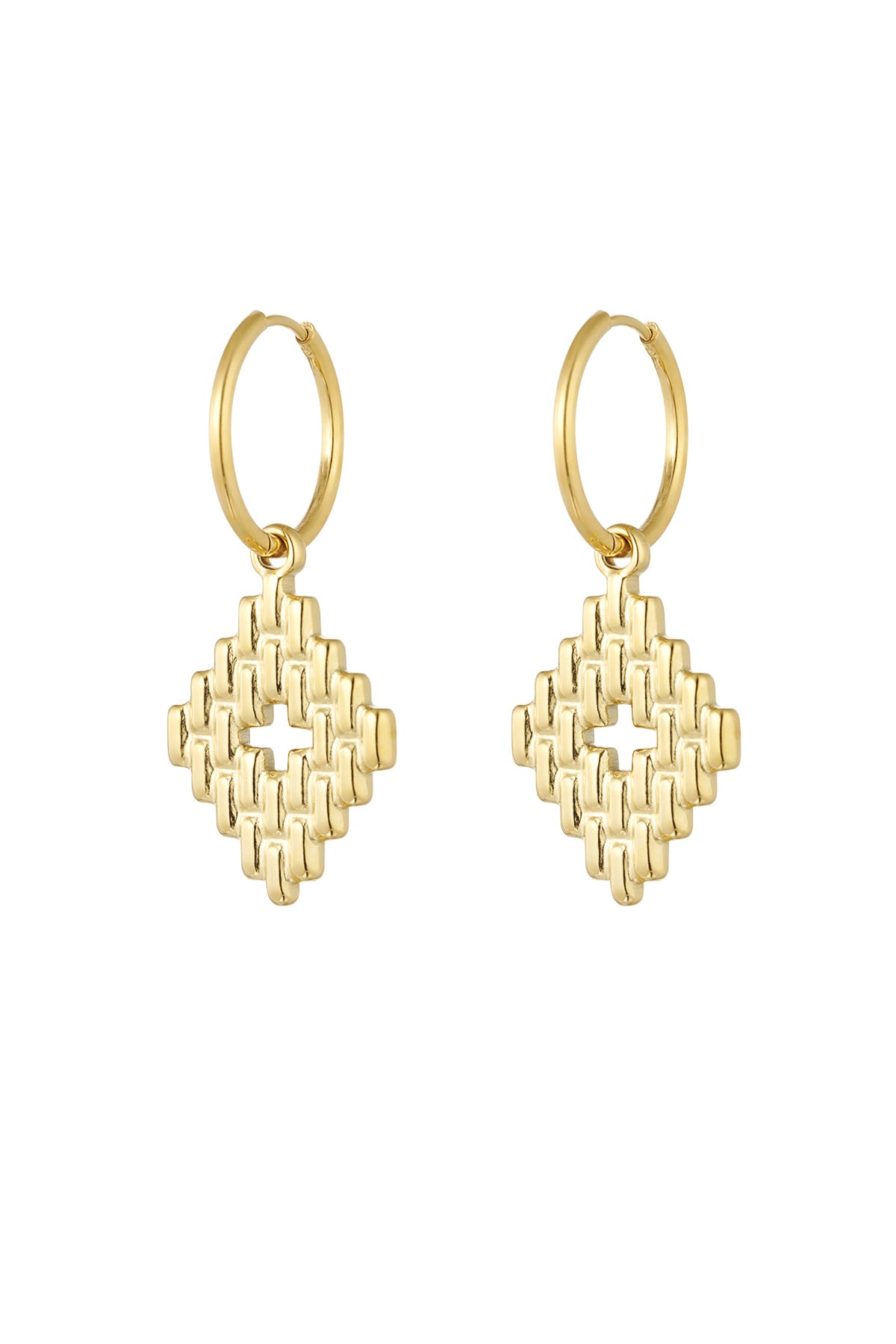 Earrings with structured charms - Gold color h5 