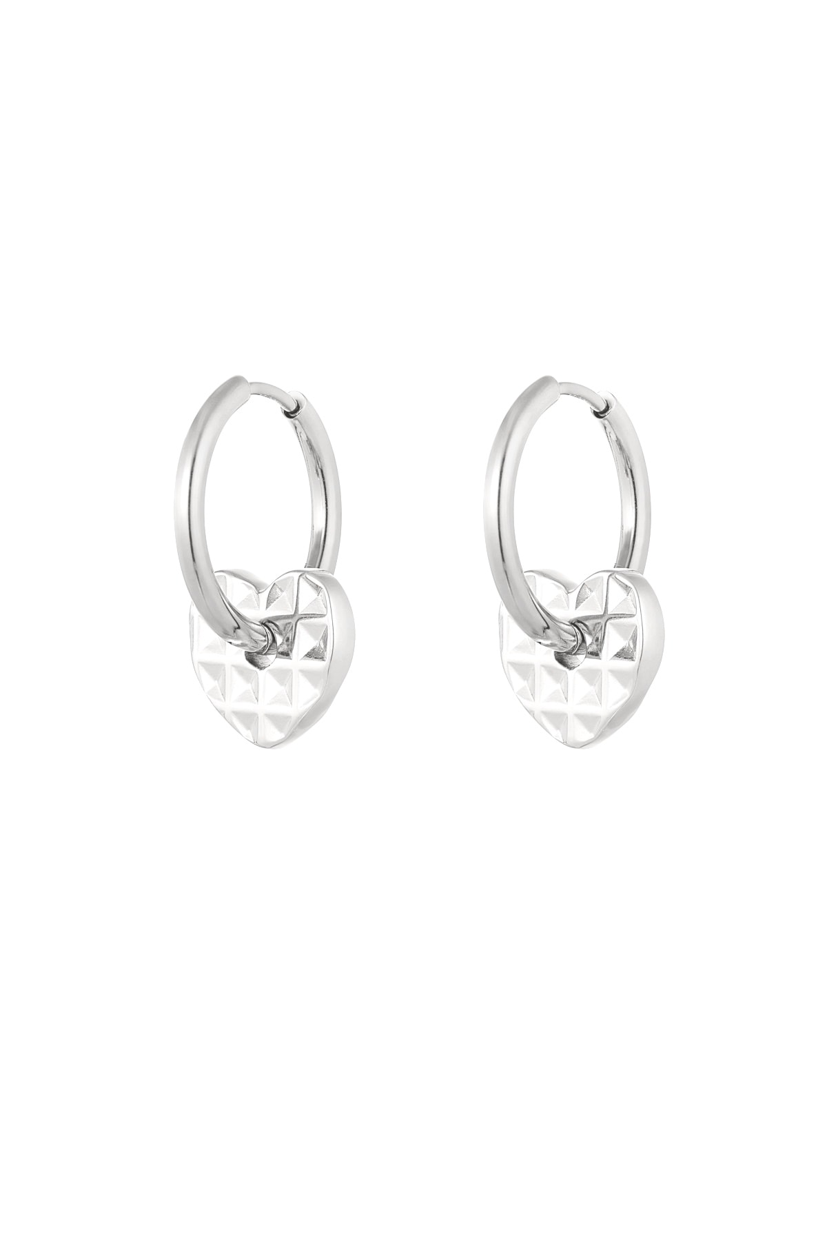 Pendientes con dijes de corazón estructurados - Color plata h5 