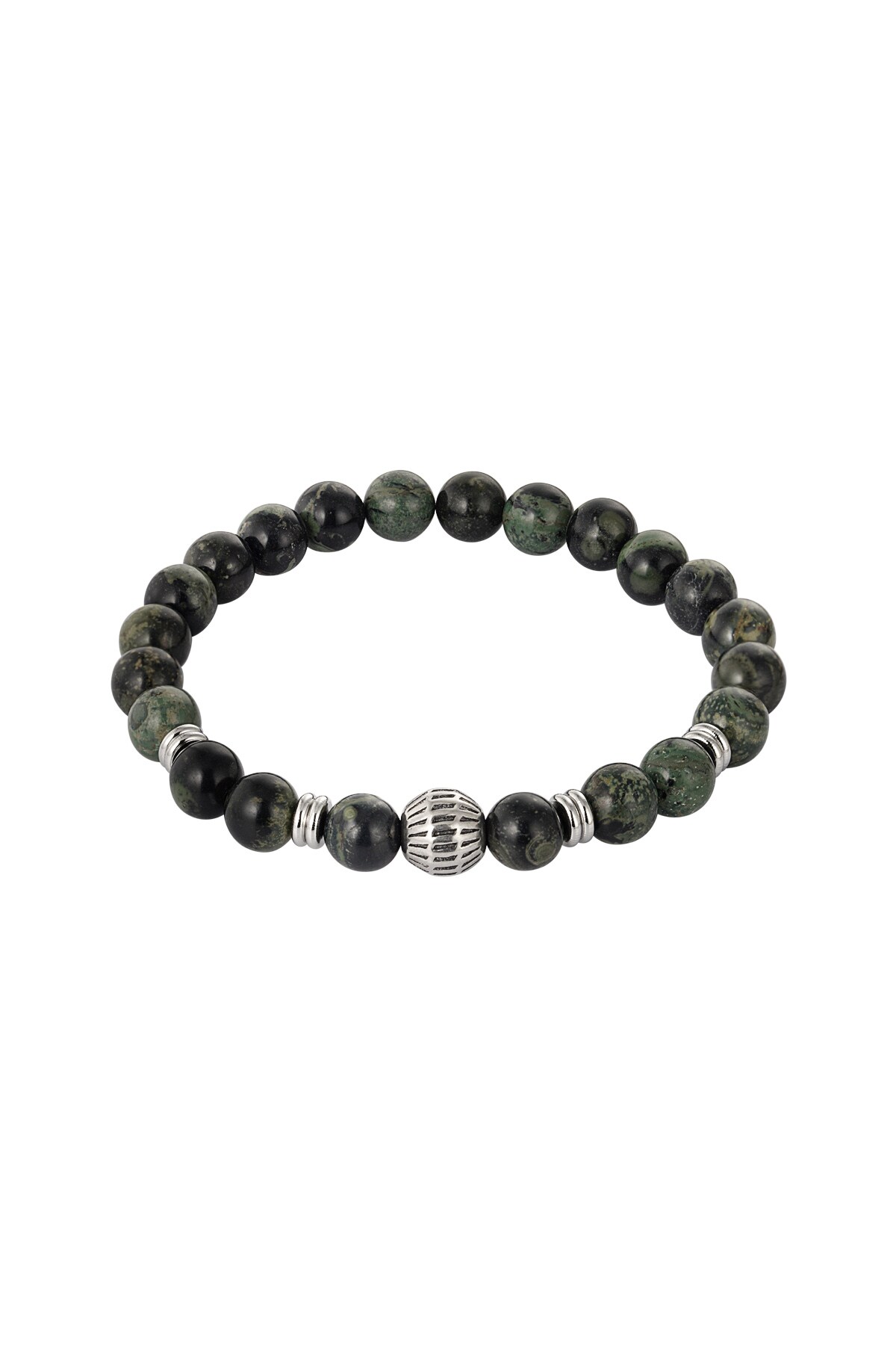 Simple men's bead bracelet charm - dark green 