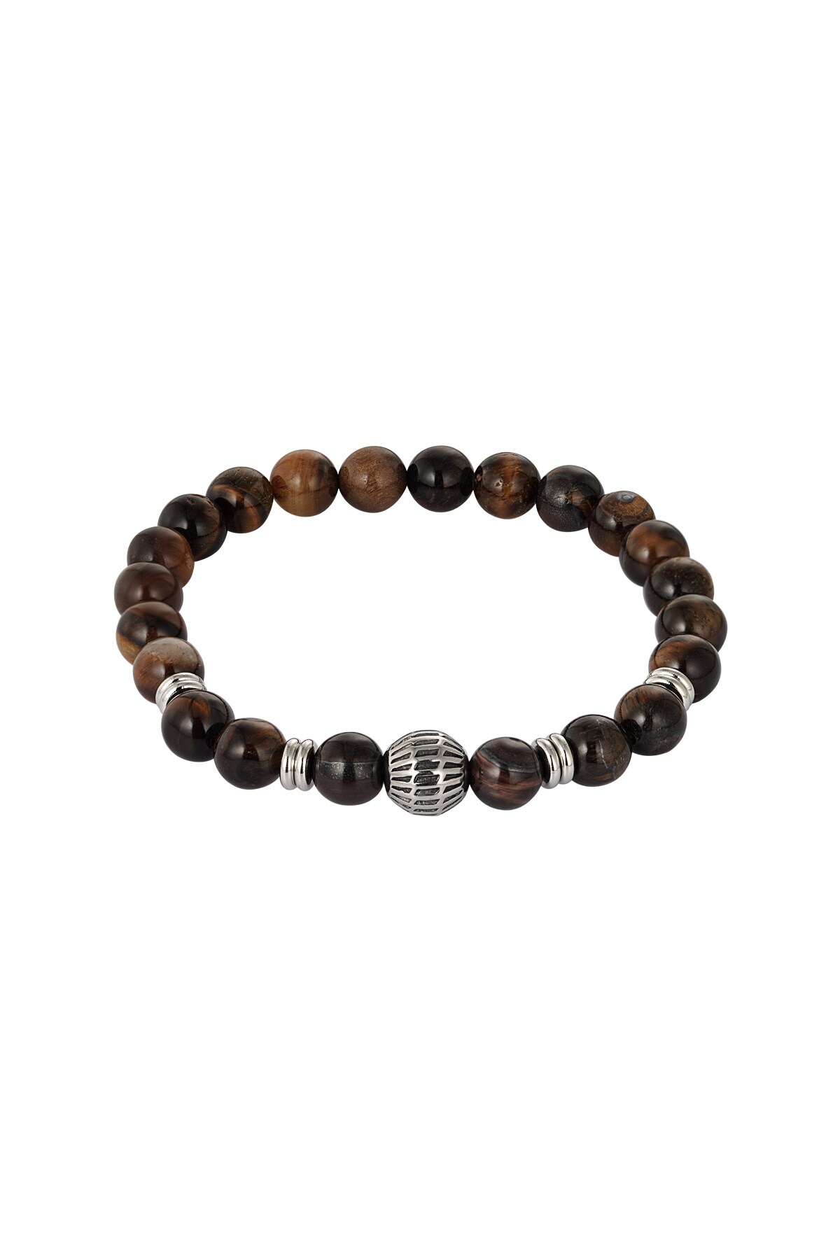 Simple men's bead bracelet charm - brown black h5 