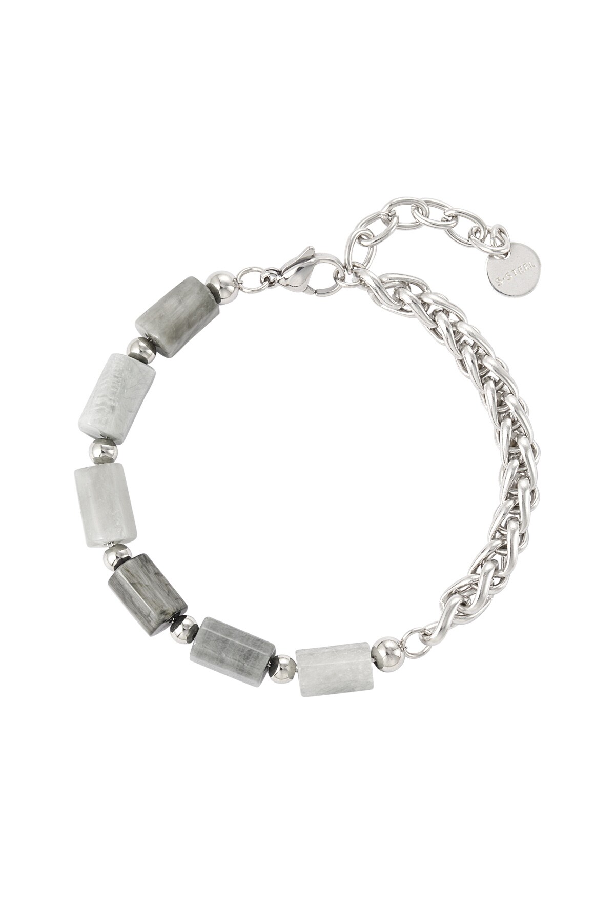 Half chained half charms bracelet - dark gray 