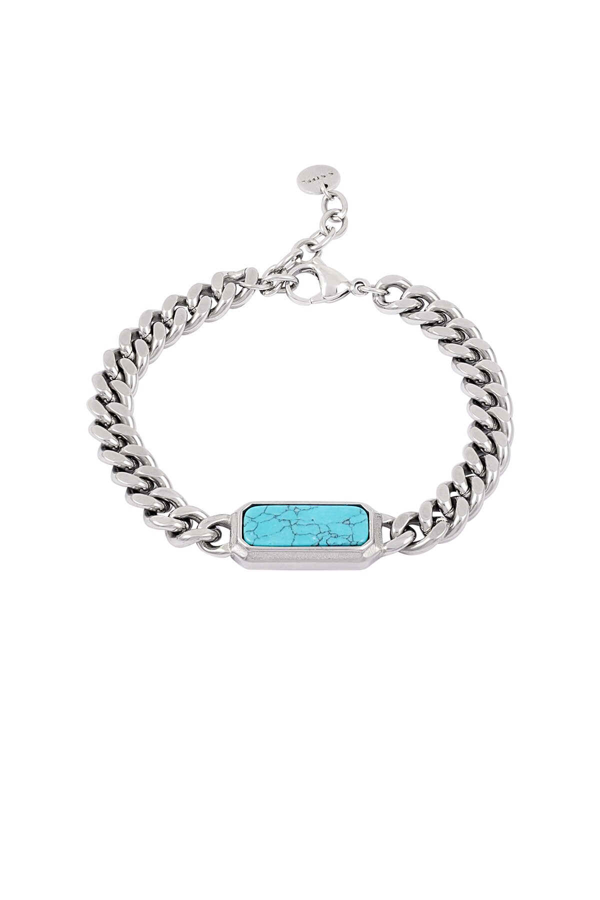 Link bracelet with stone - Silver color 