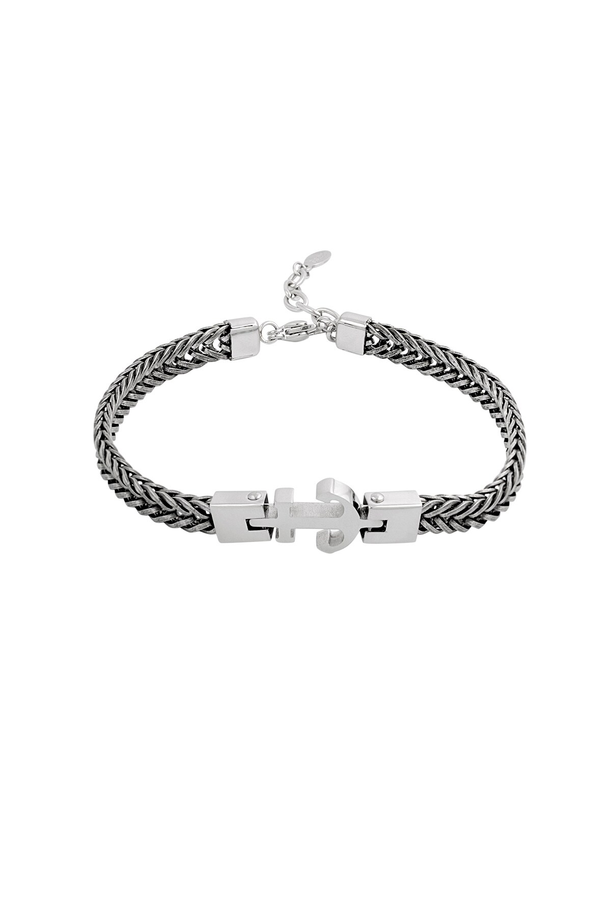 Men's bracelet anchor cuff - Silver color h5 