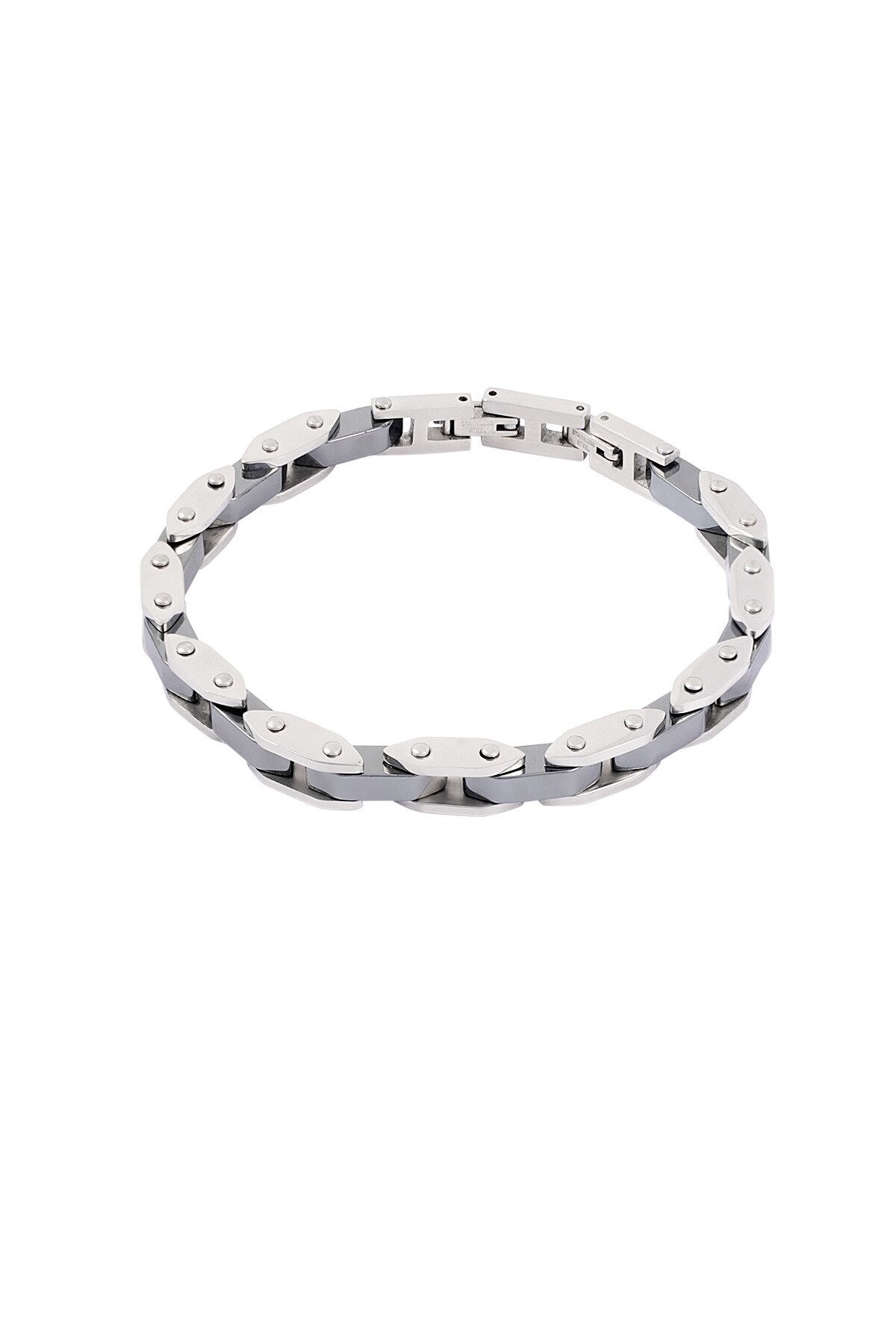 Double chained men's bracelet - Silver color h5 