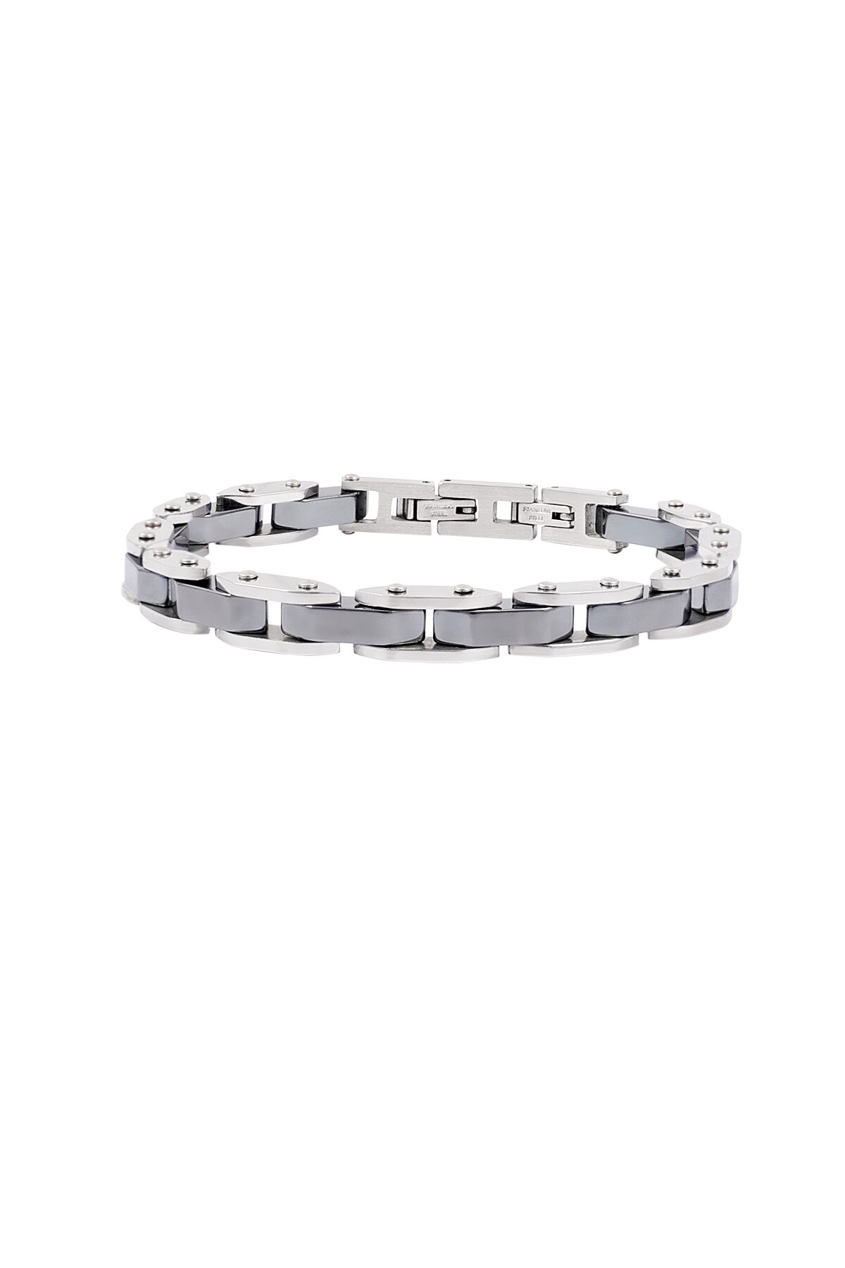 Double chained men's bracelet - Silver color h5 Picture5