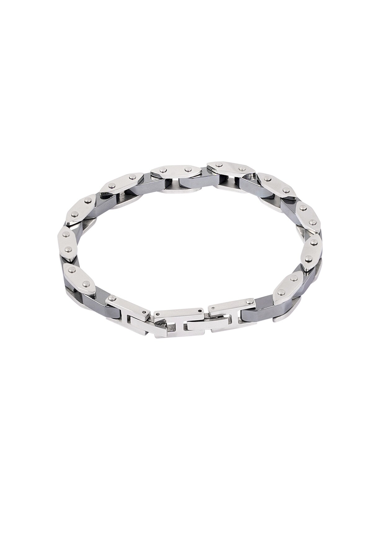 Double chained men's bracelet - Silver color h5 Picture6