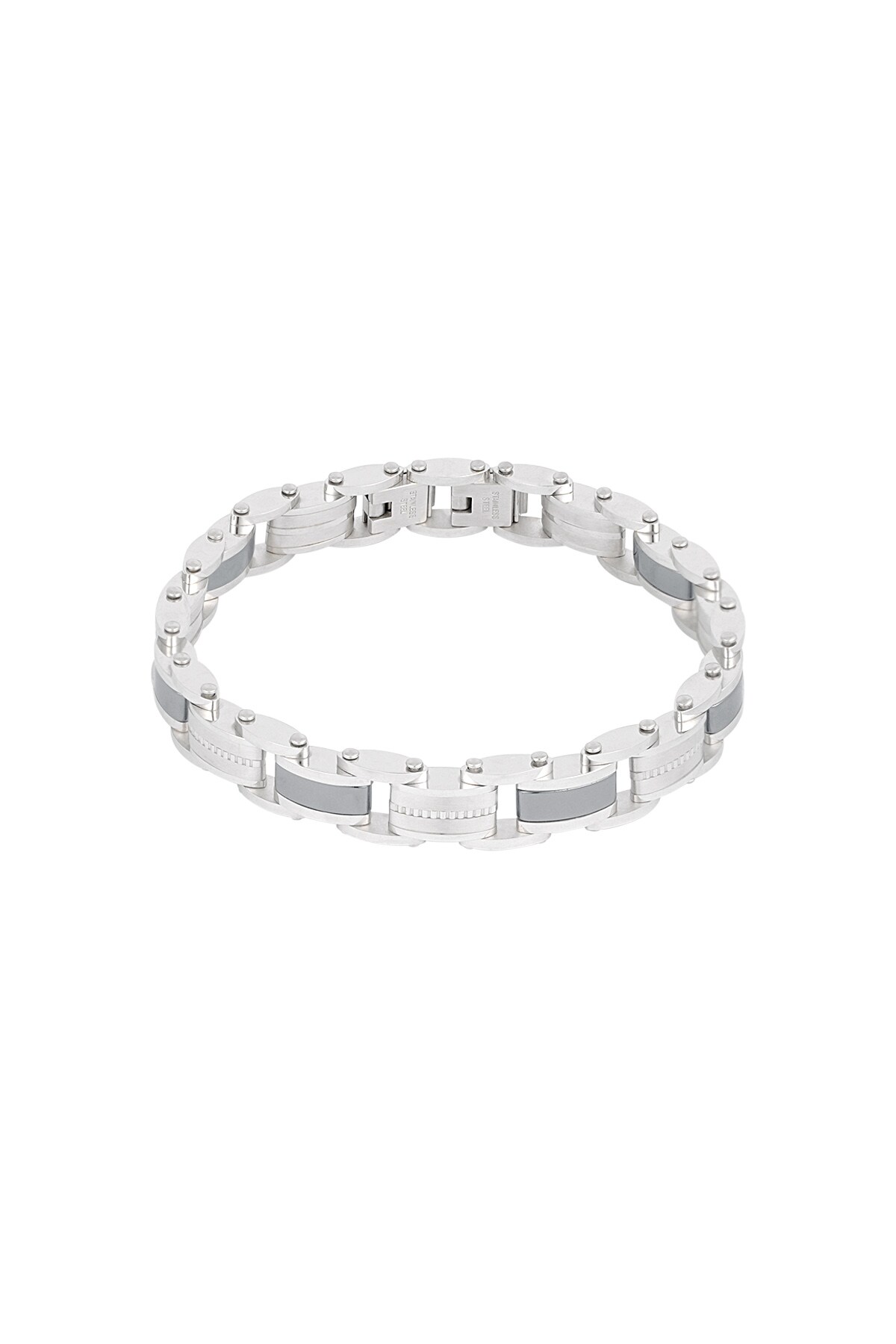 Linked steel men's bracelet - silver-1cm h5 Picture3