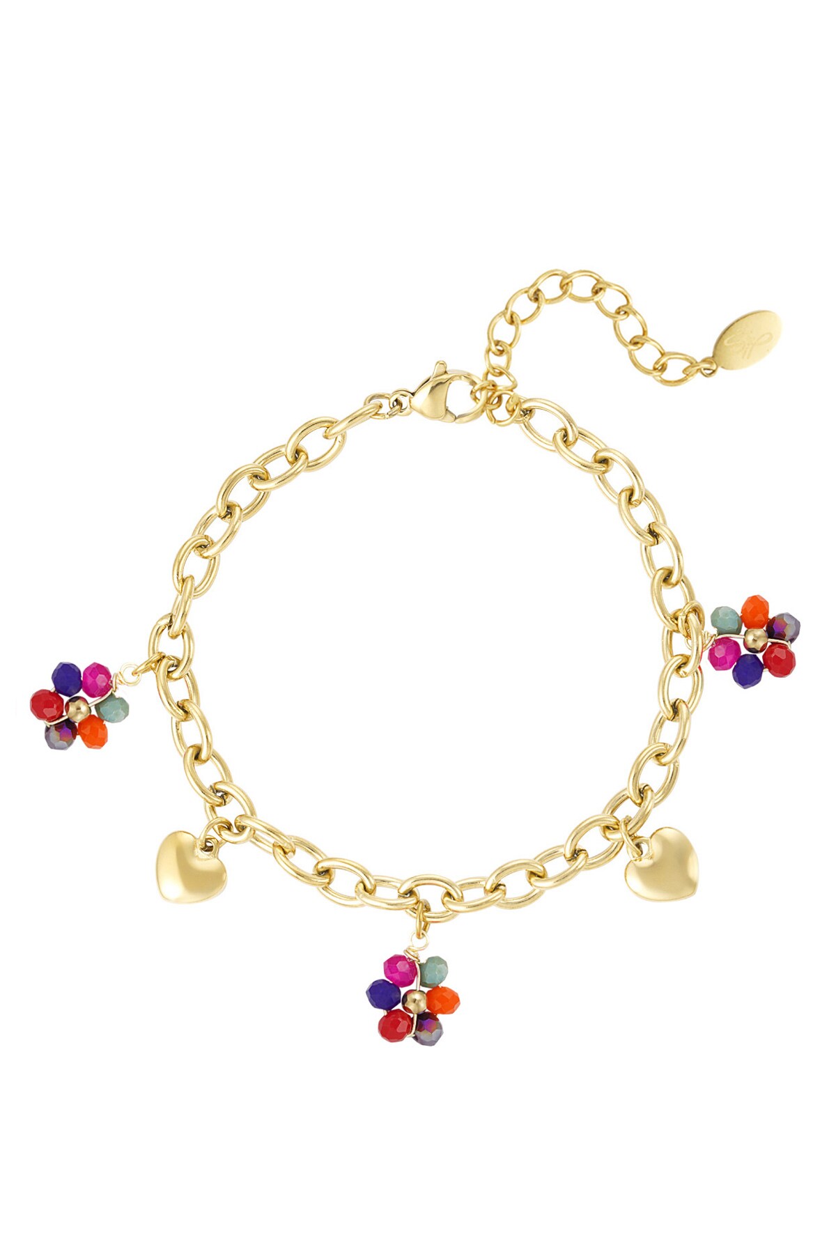 Charm bracelet with colored charms - Gold color h5 