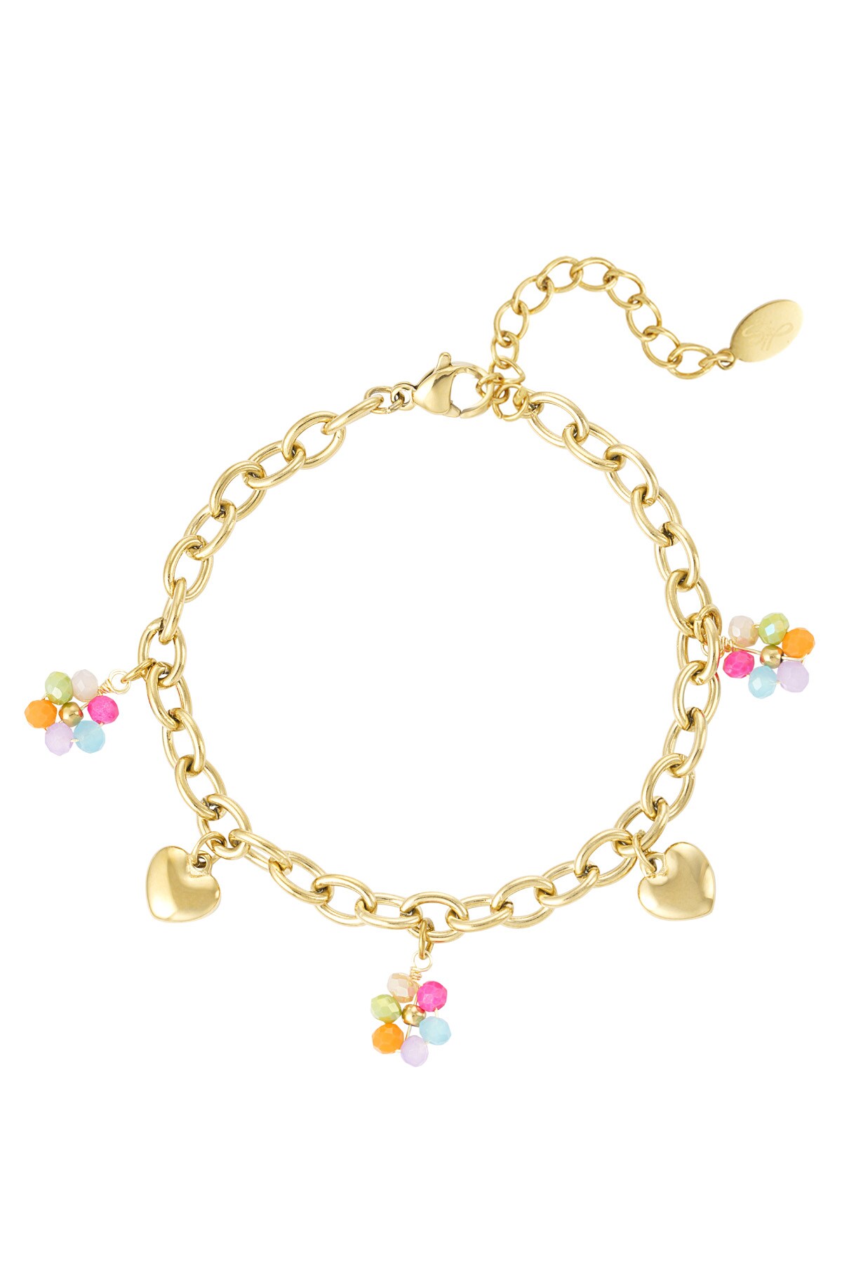 Charm bracelet with colored charms - Gold color 