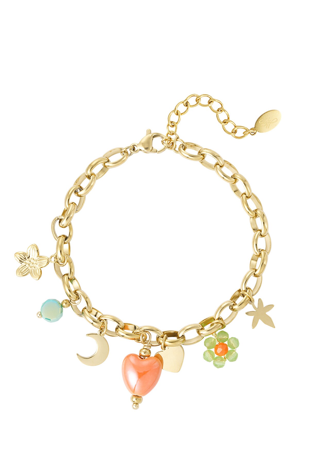 Charm bracelet with colored charms - Gold color h5 