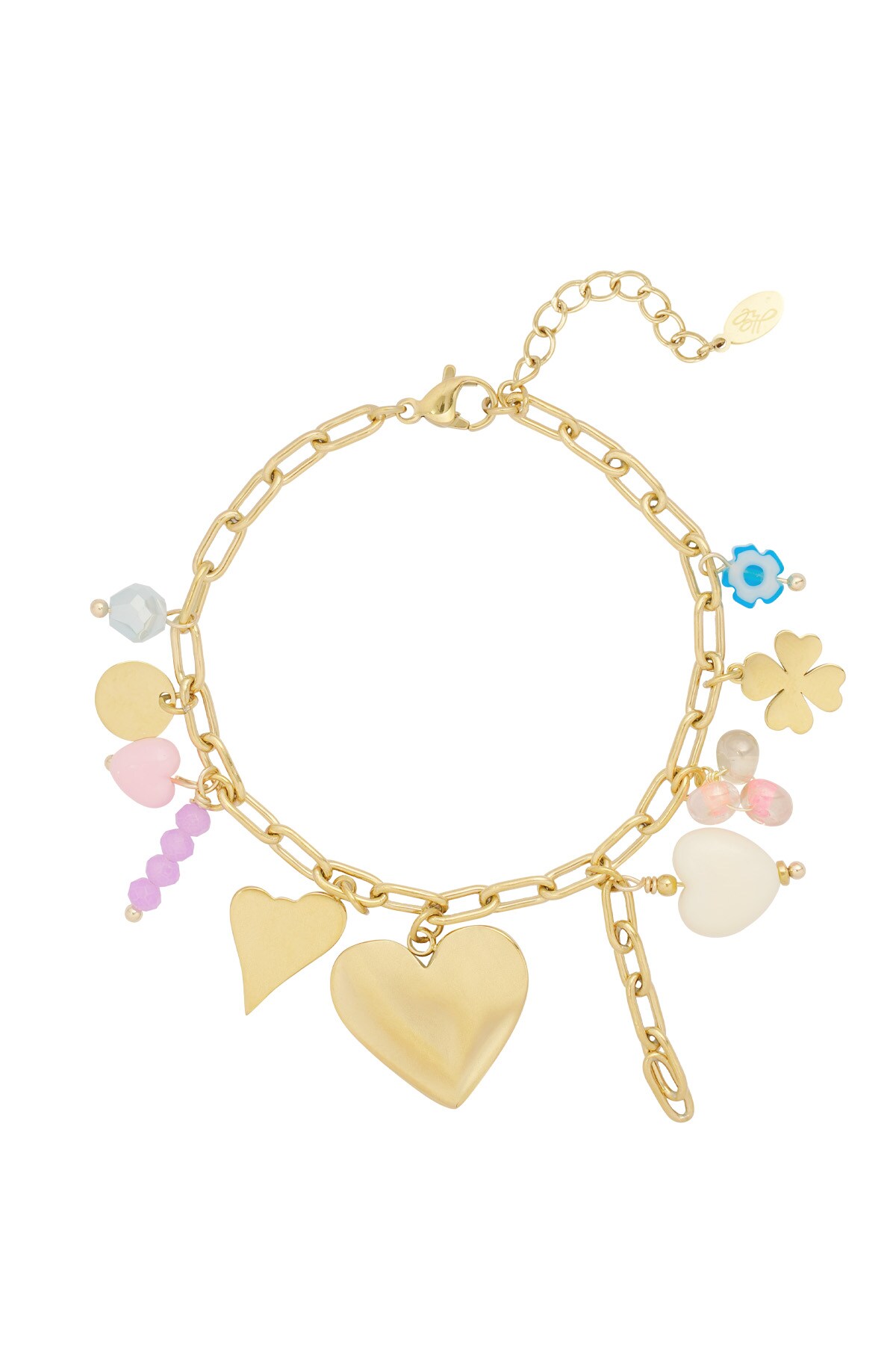 Charm bracelet colored charms - Gold color h5 