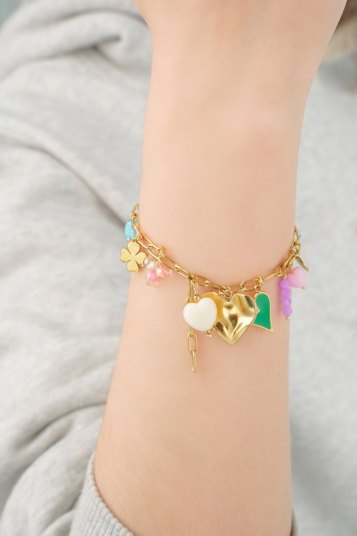 Charm bracelet colored charms - Gold color Picture3