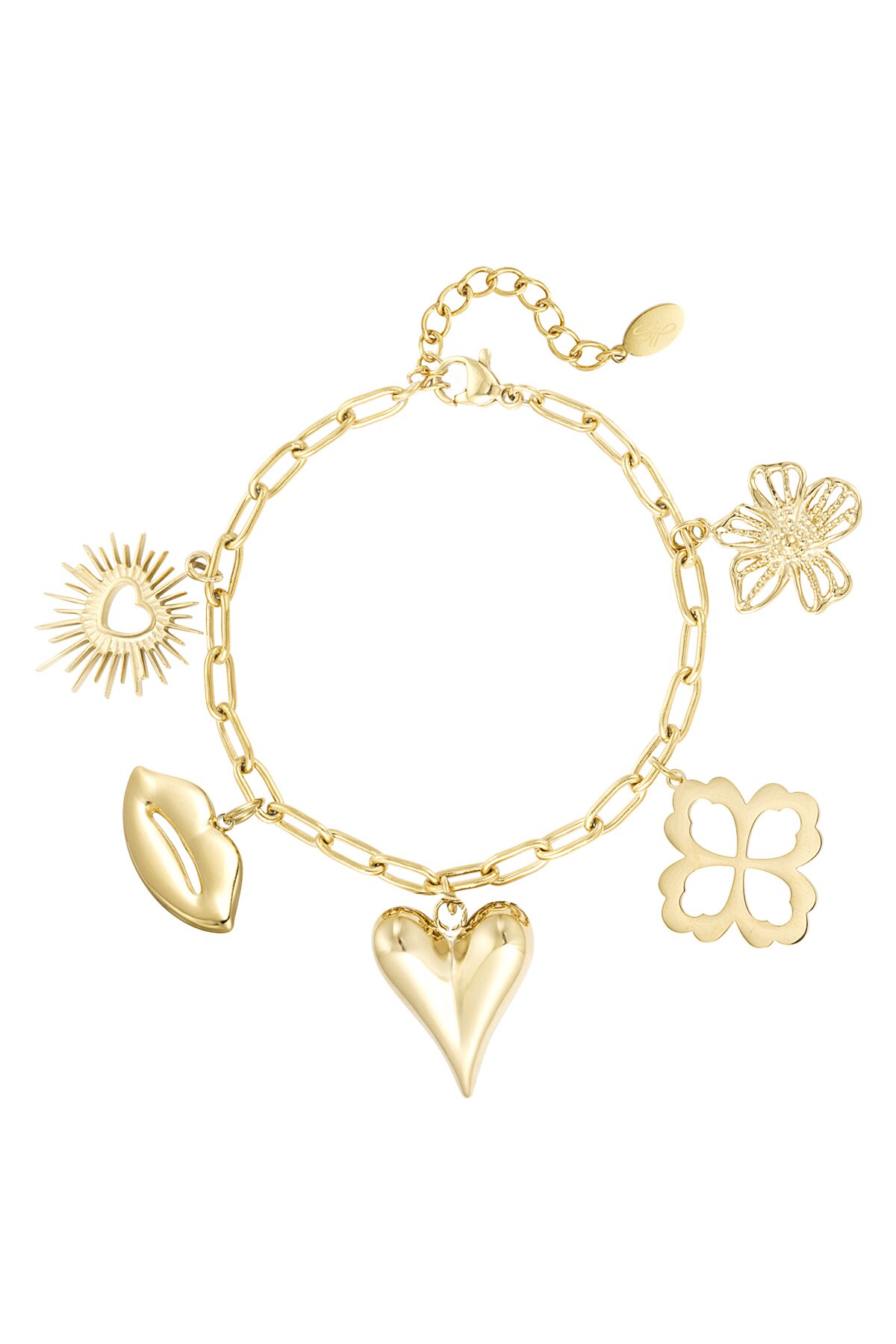 Charm bracelet floral lovers - Gold color 