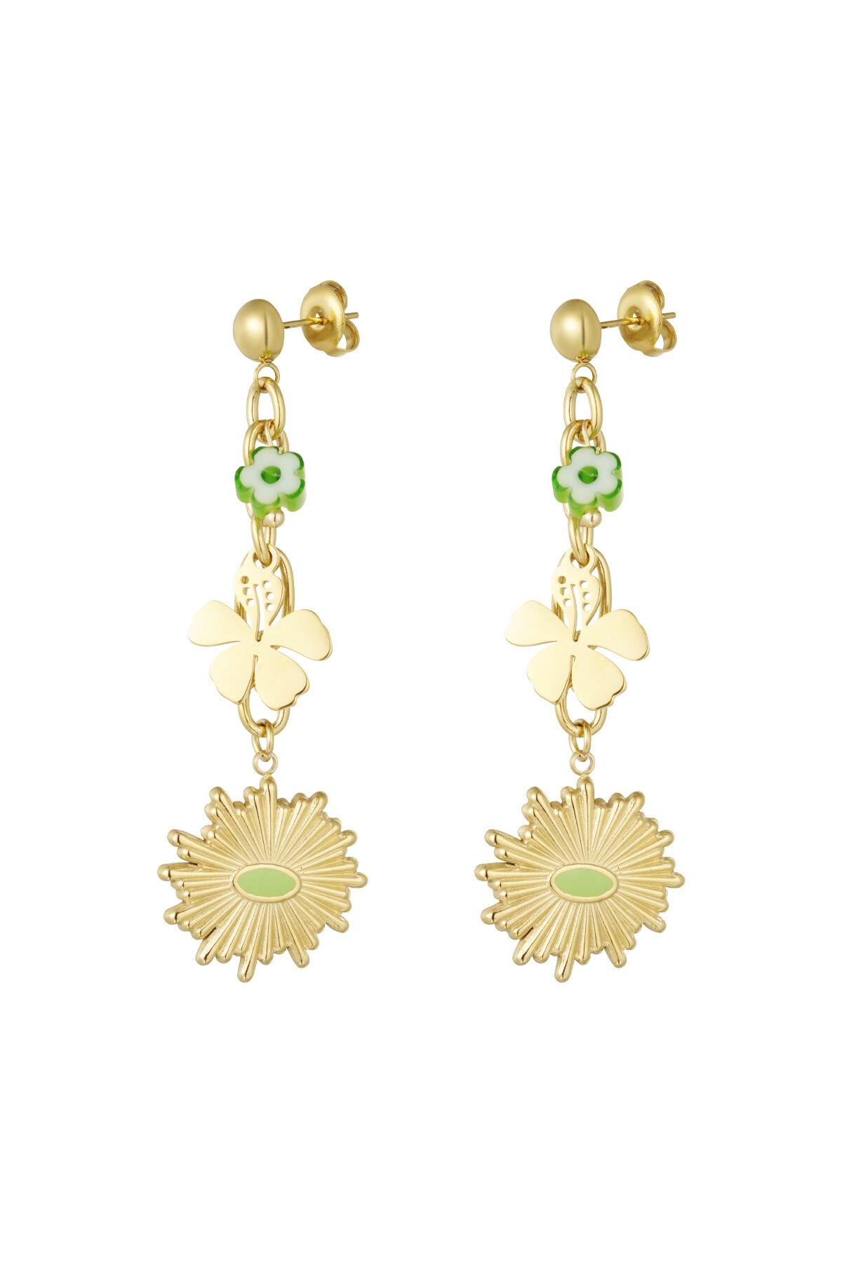 Earrings floral flawless - Gold color h5 