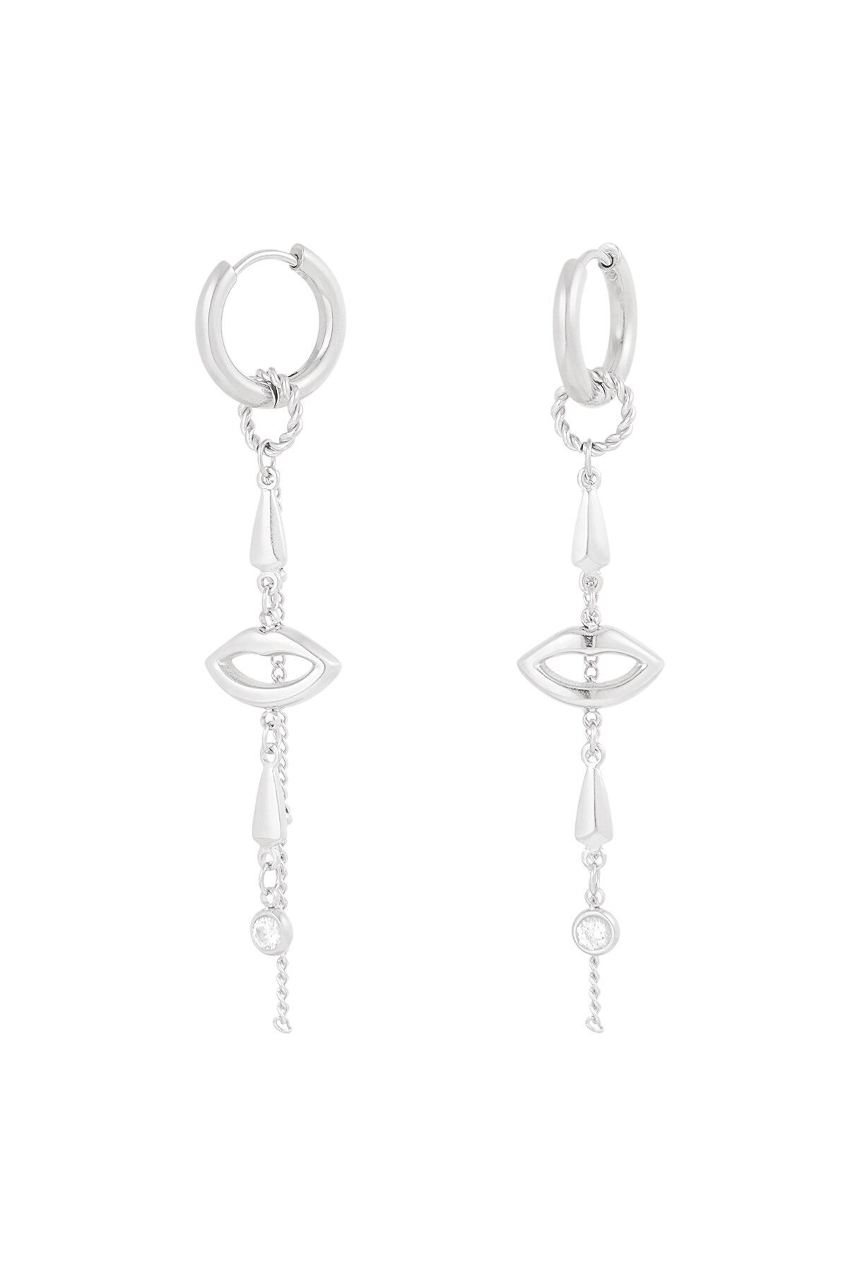 Earrings lips on fire - Silver color h5 