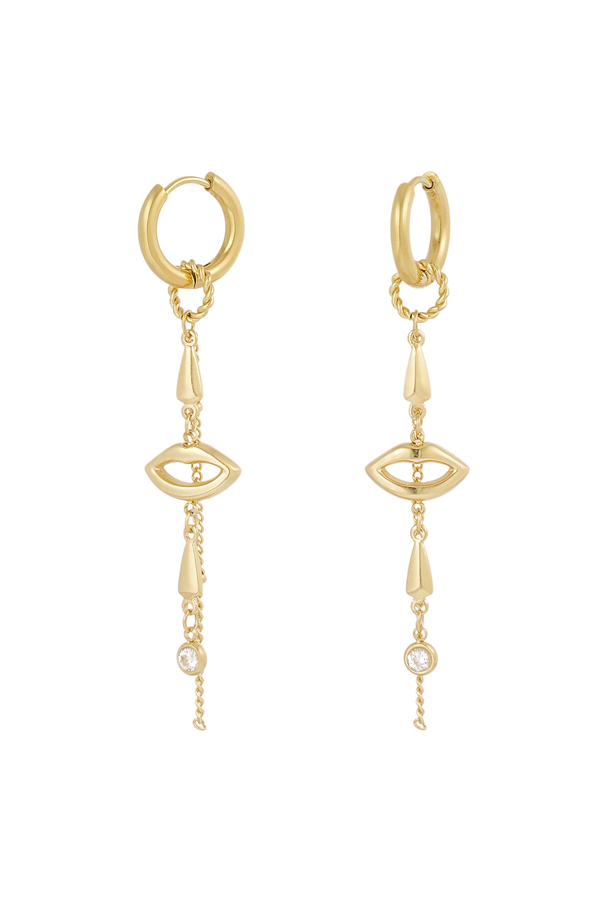 Earrings lips on fire - Gold color h5 