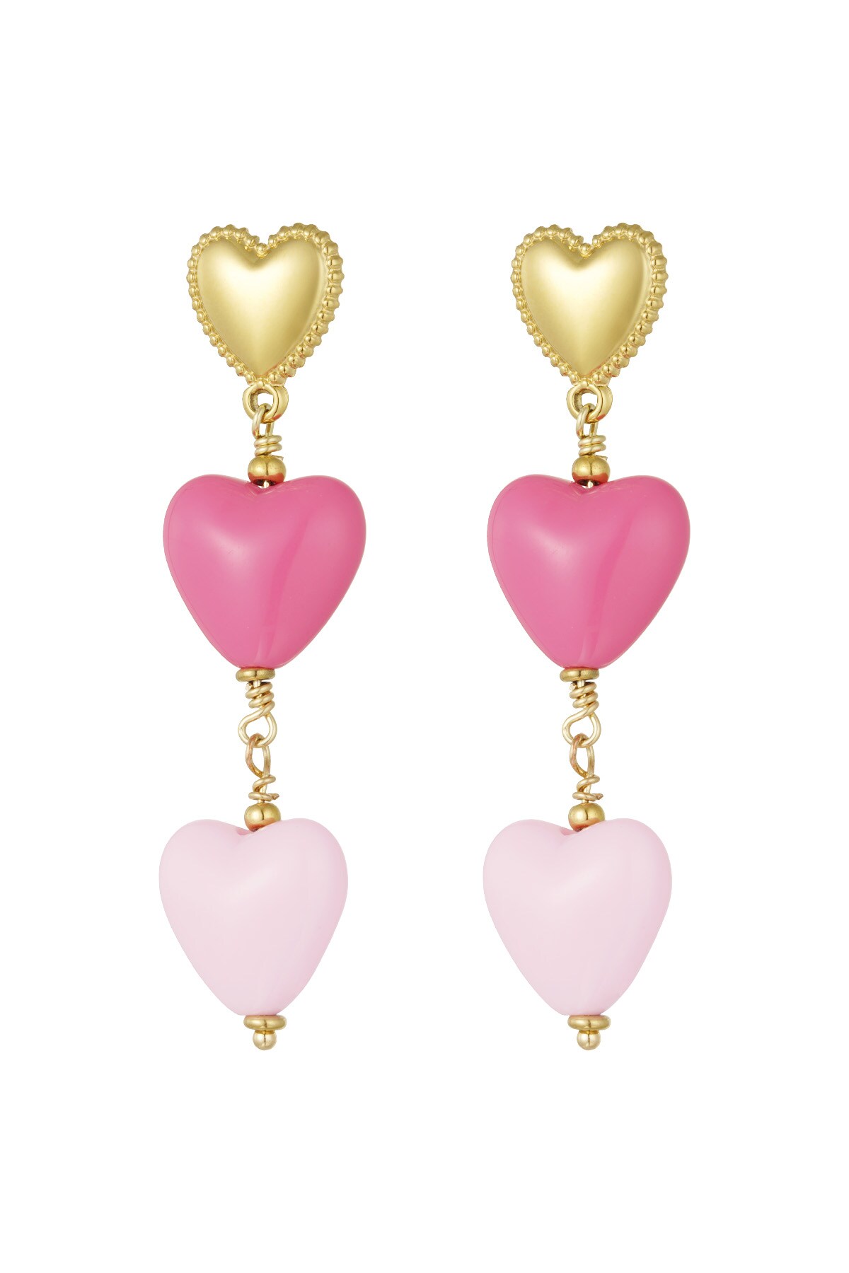 Earrings triple lovers - pink 