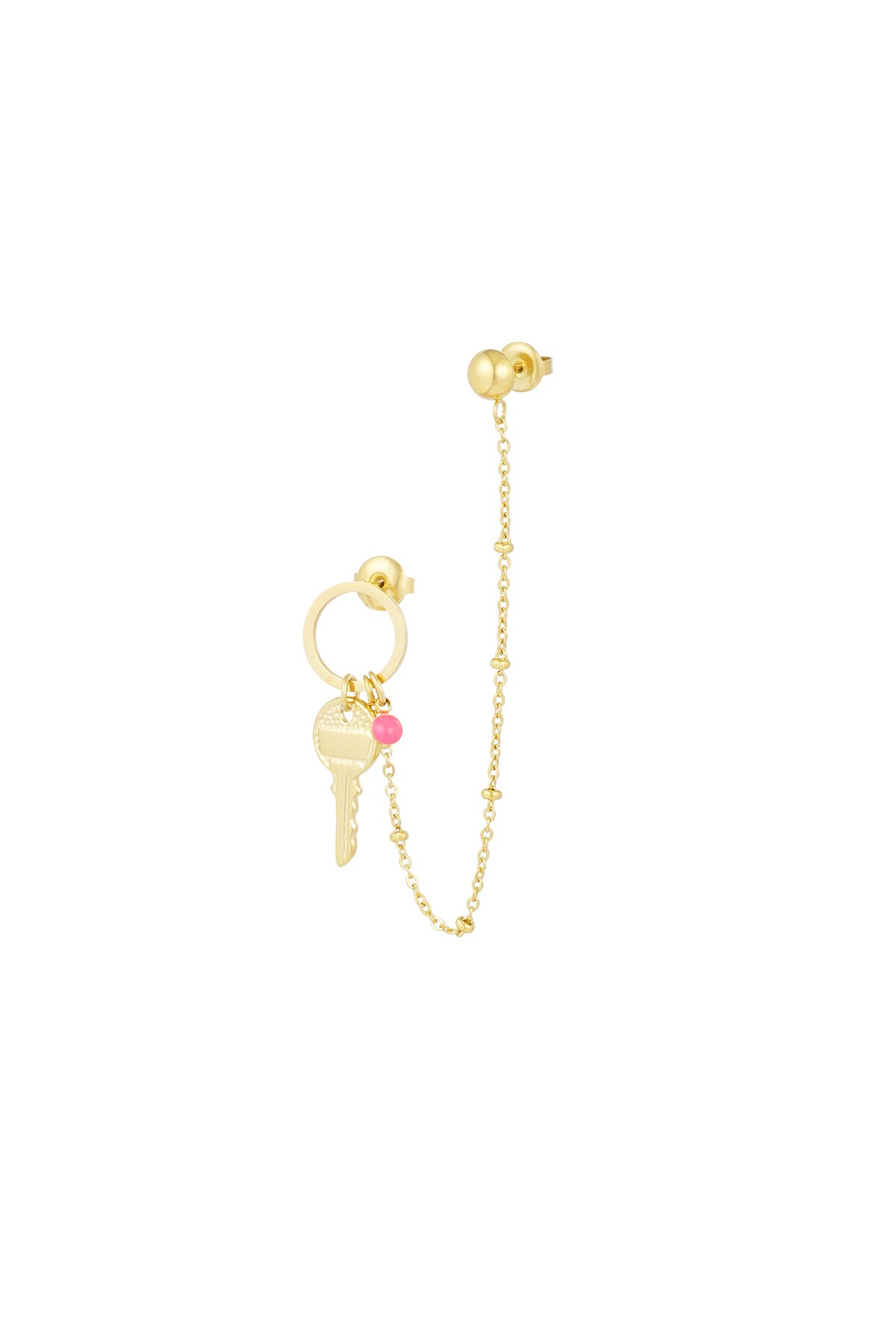 Earring key to my heart - Gold color h5 Picture3