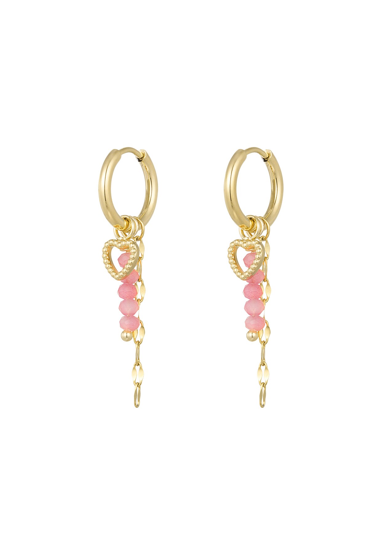 Love on top charm earrings - pink/gold  h5 