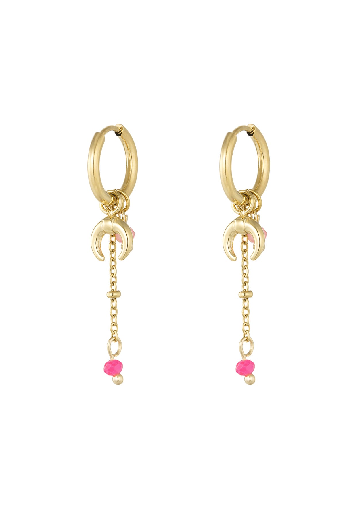 Earrings crescent moon colorful - Gold color 