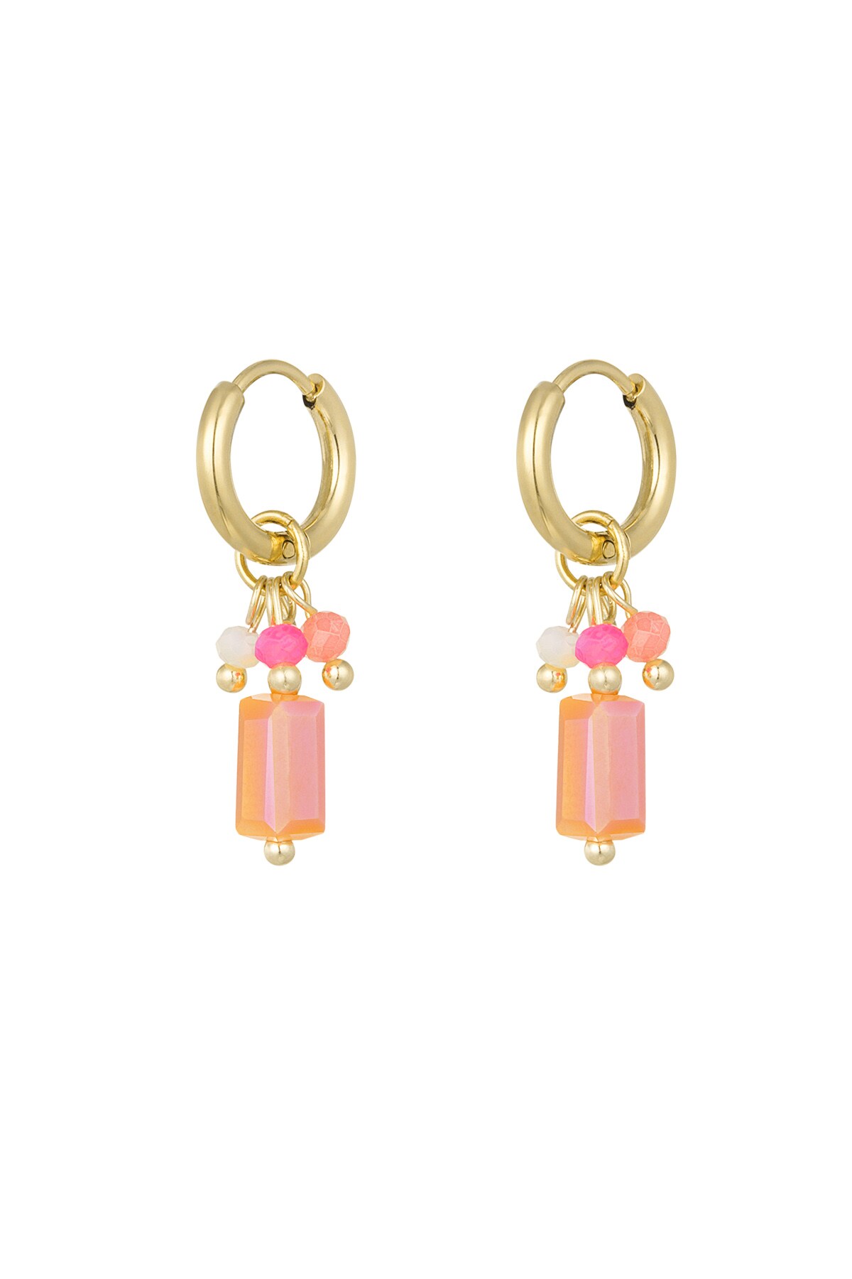 Earrings with colorful charms - orange/pink  h5 