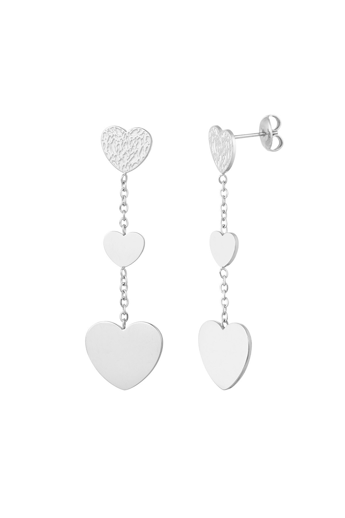 Earrings double the love - Silver color h5 