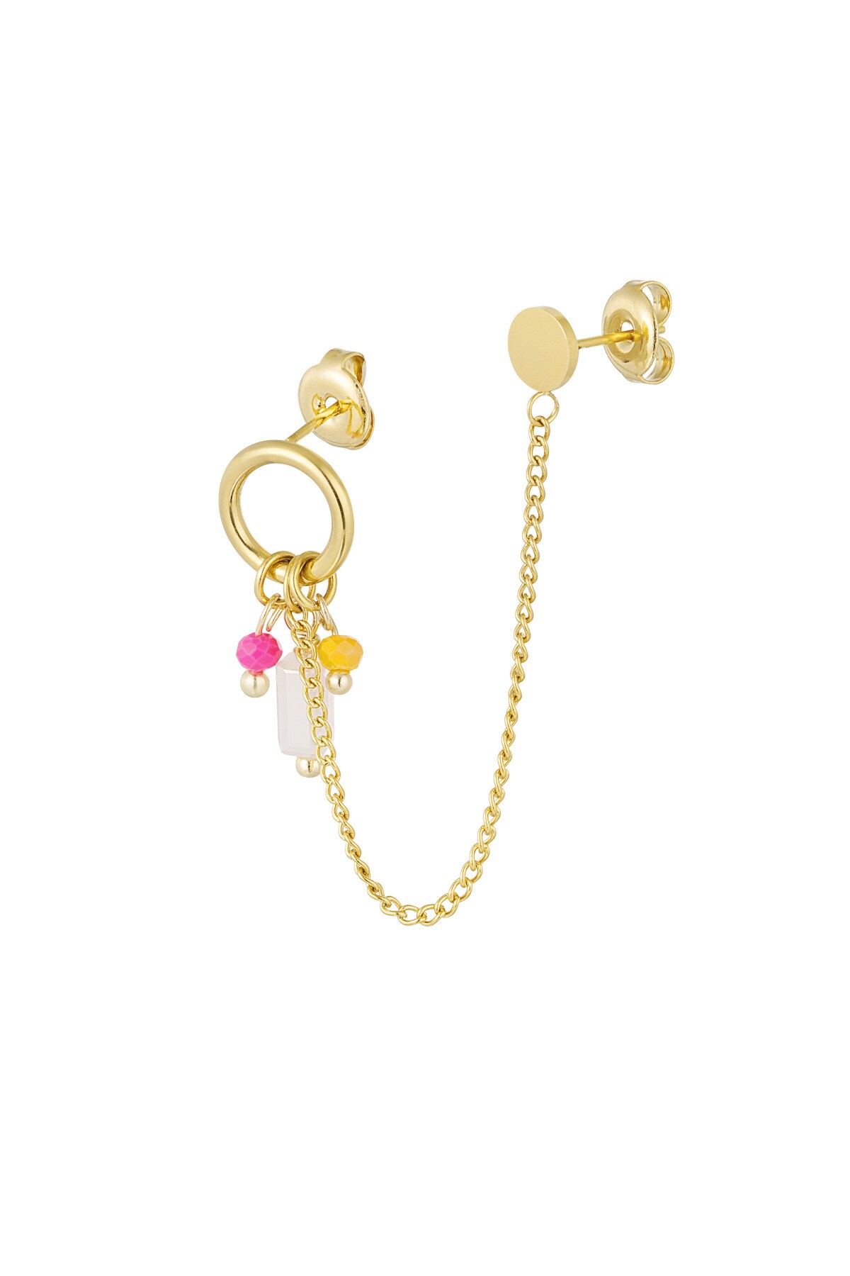 Double earrings with charms - Gold color 