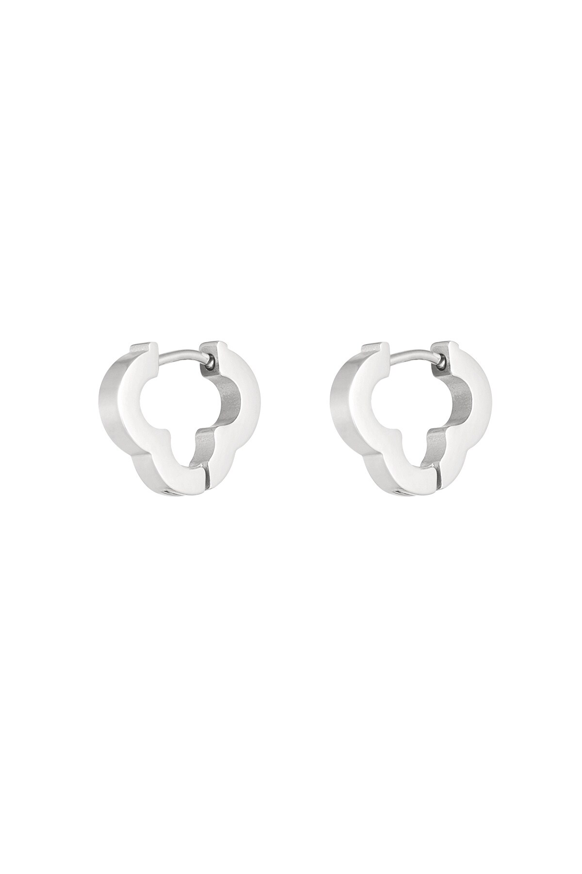 Basic clover earrings medium - Silver color h5 