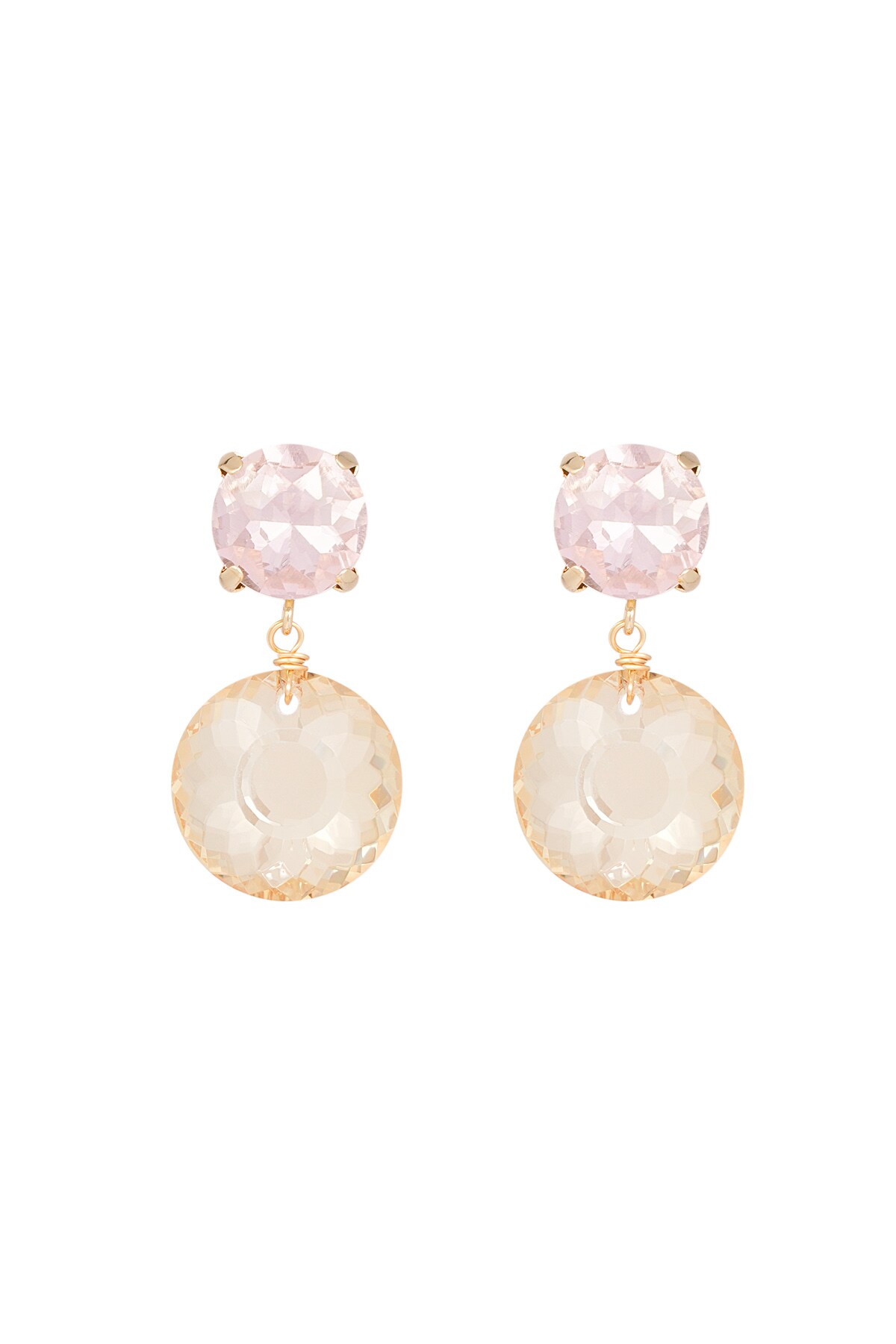 Double diamond earrings - pink/gold  