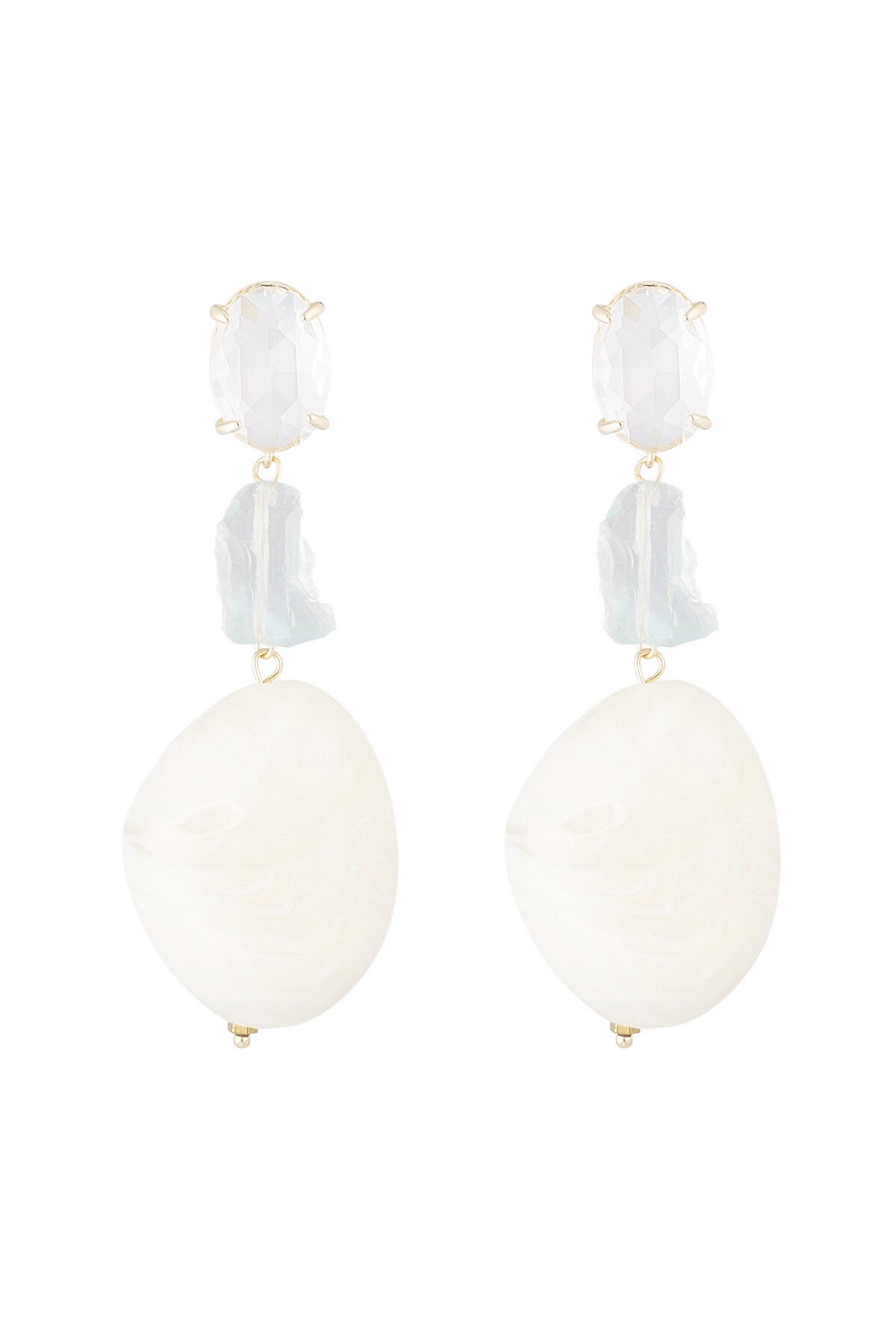 Statement glass earrings - off-white  