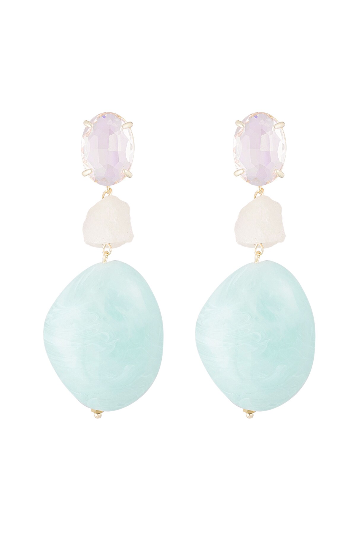 Statement glass earrings - blue/pink  