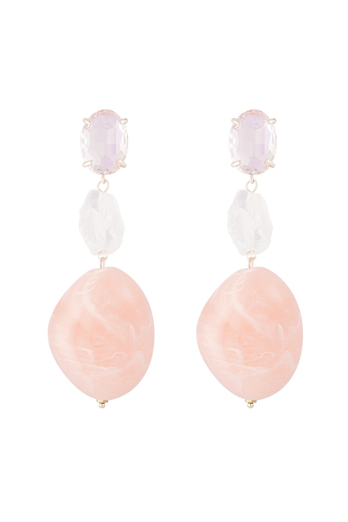 Statement glass earrings - pink  