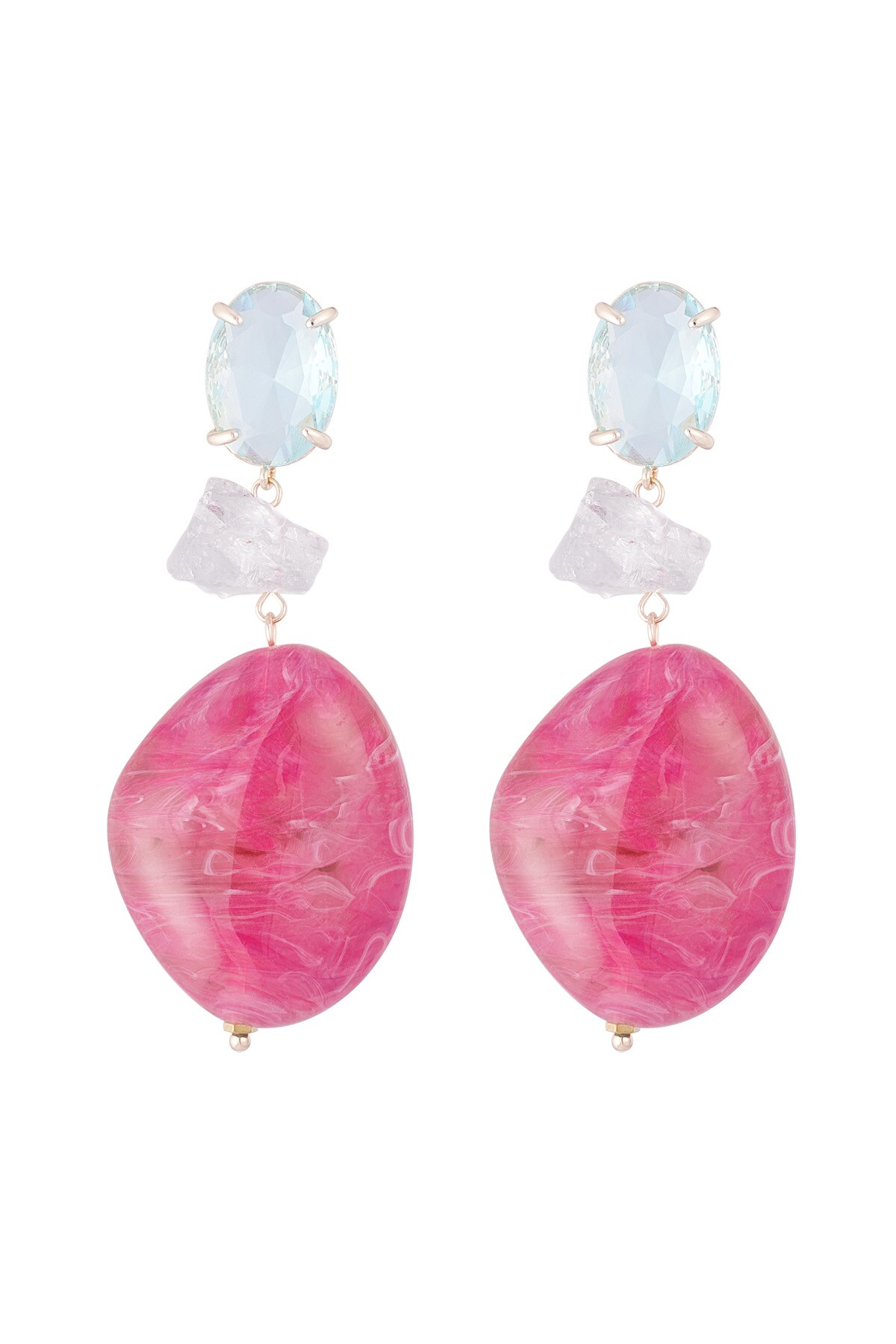 Statement glass earrings - fuchsia  