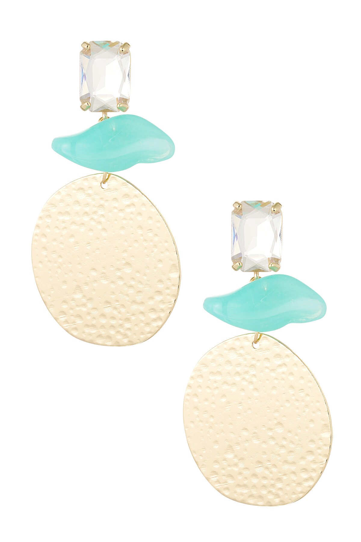 Statement beach vibe earrings - blue/gold  h5 