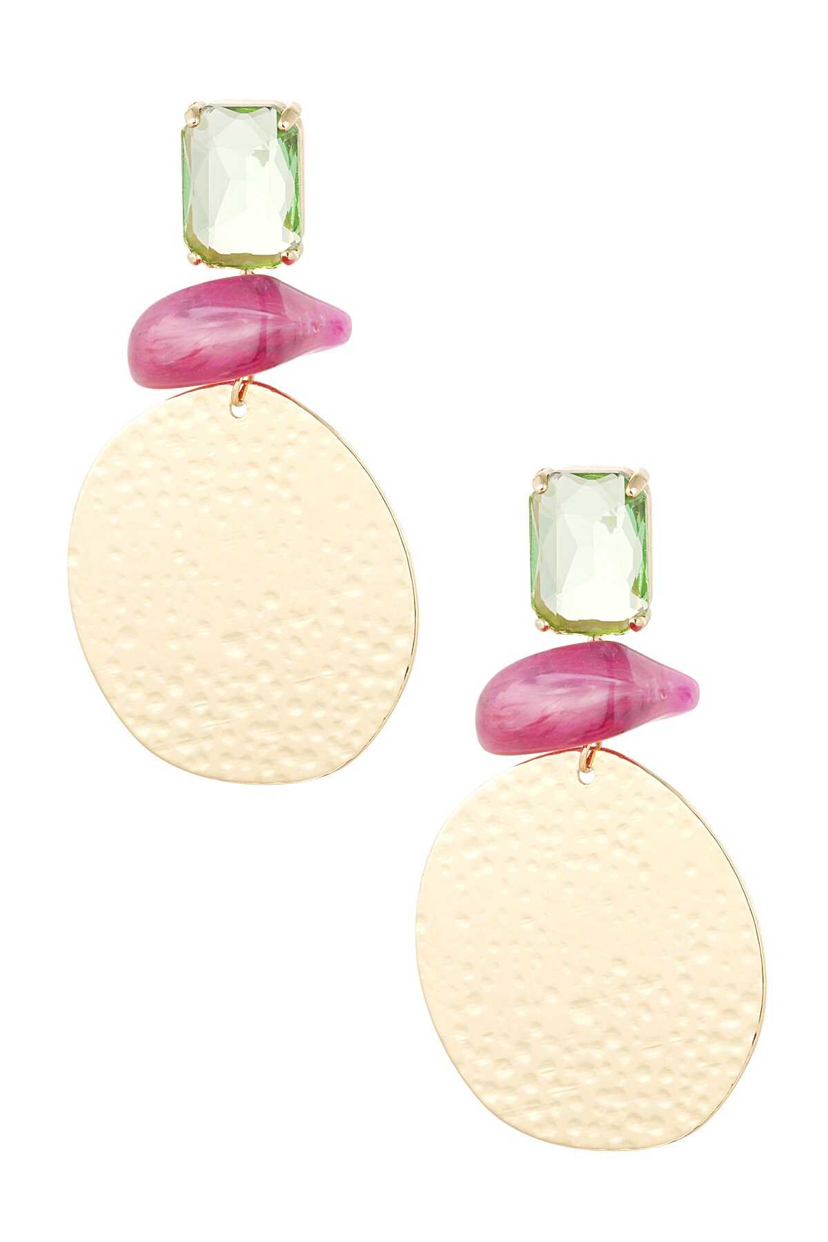 Statement beach vibe earrings - pink/green  