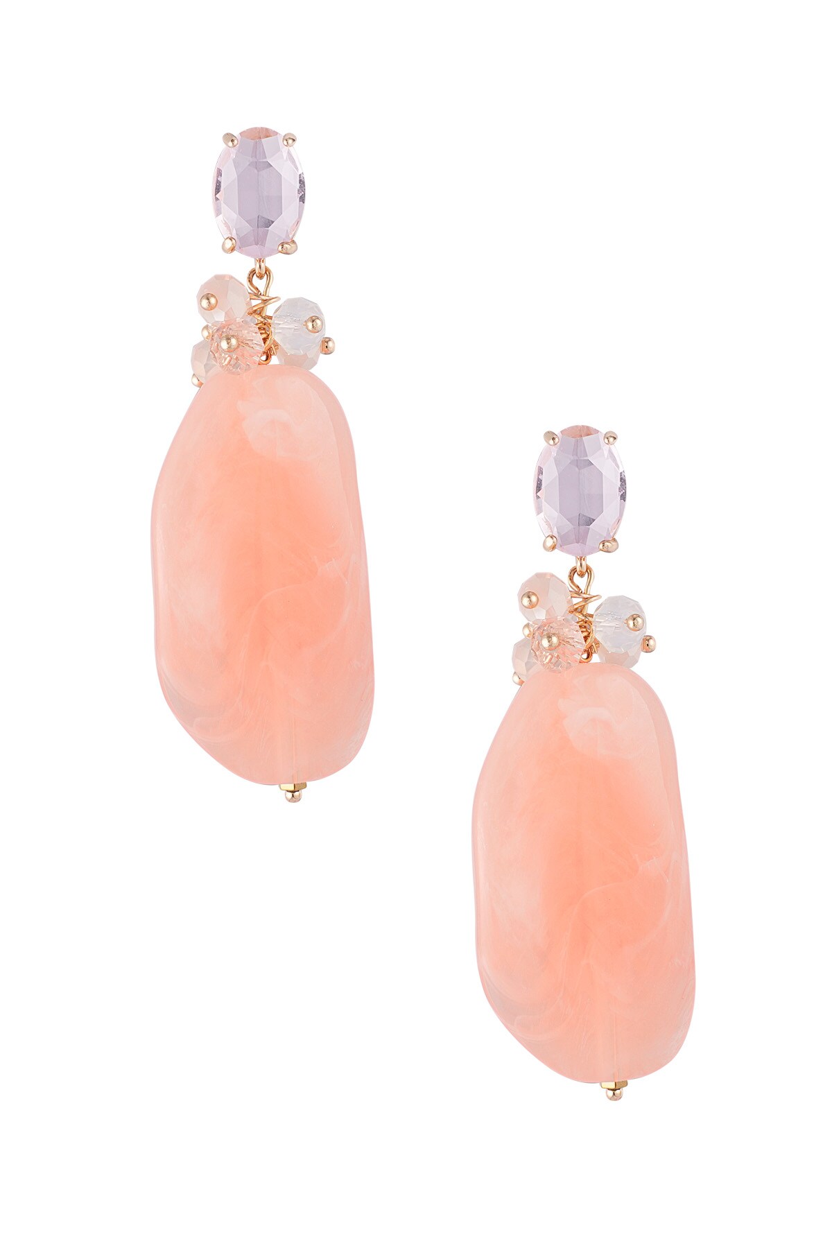 Statement beaded party earrings - pink  