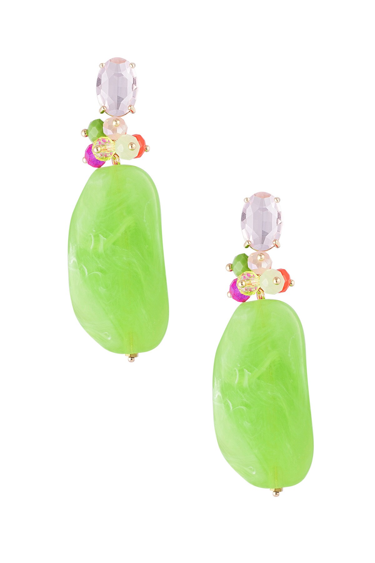 Statement beaded party earrings - green  