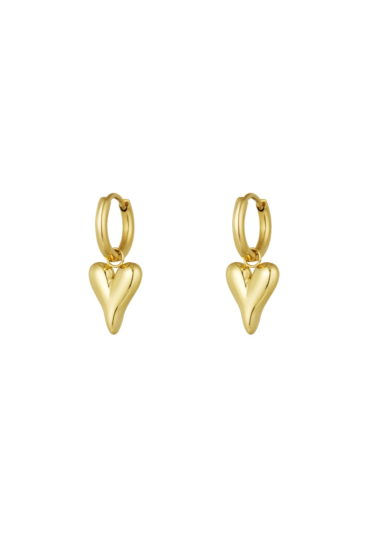 Stainless Steel Heart Shaped Earrings - Gold color h5 