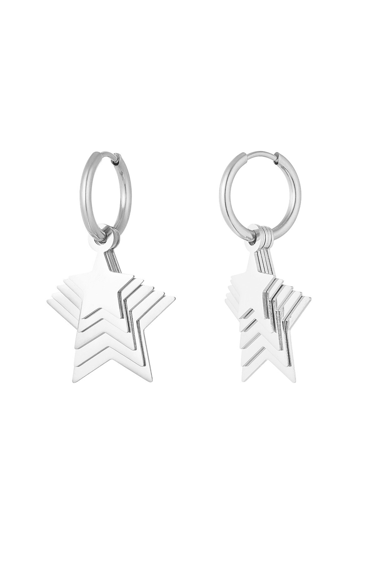 All stars earrings - Silver color h5 