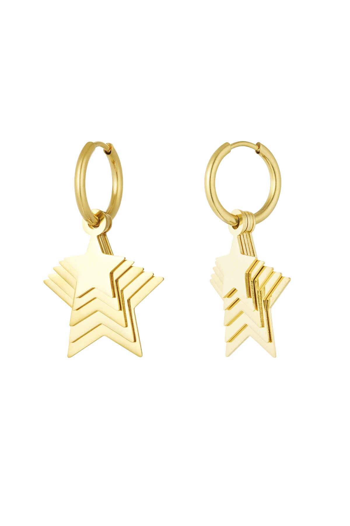 All stars earrings - Gold color h5 