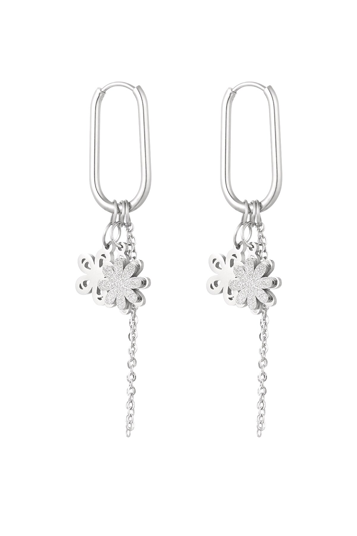 Earrings flower fiesta - Silver color h5 