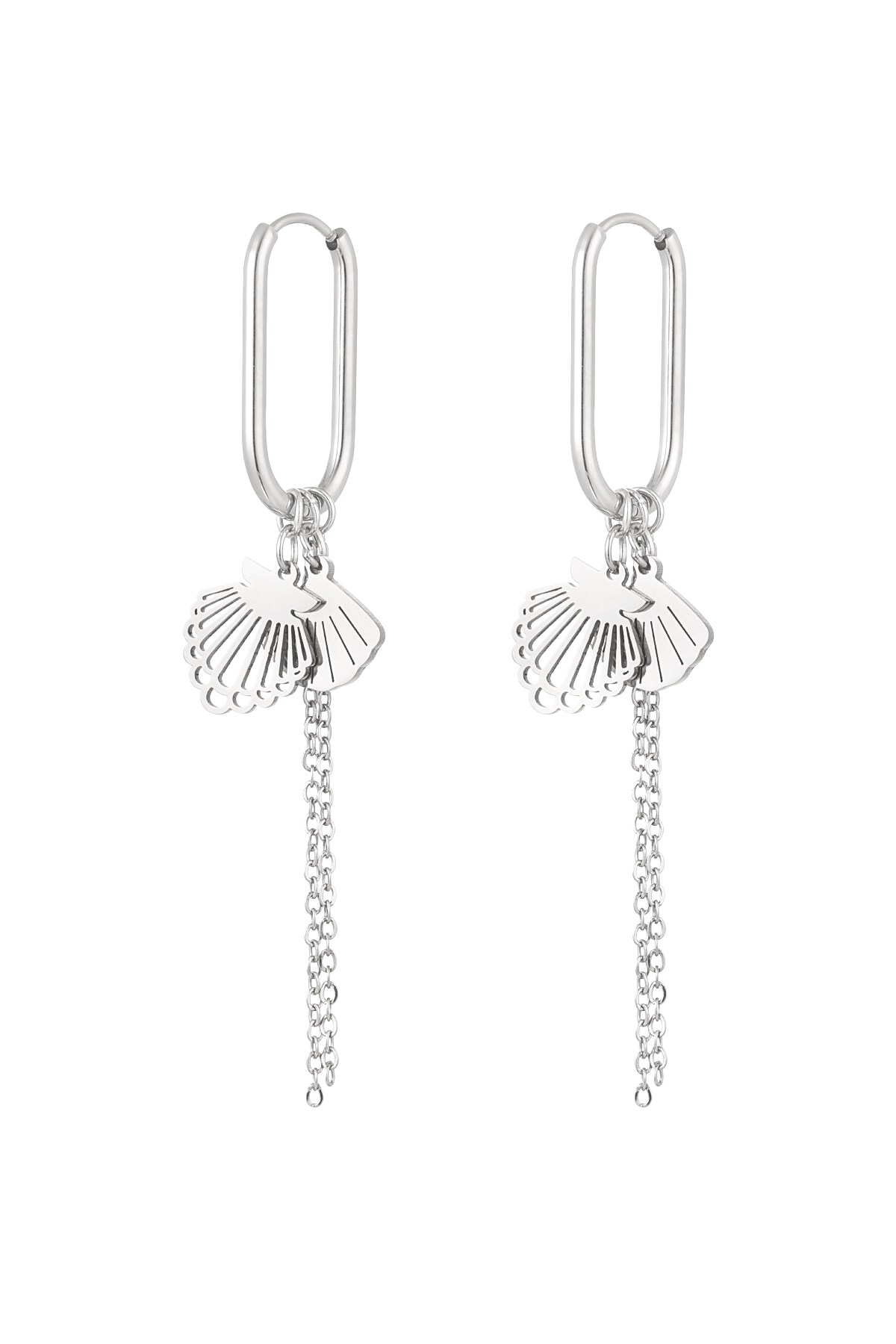 Cute shell earrings - Silver color h5 