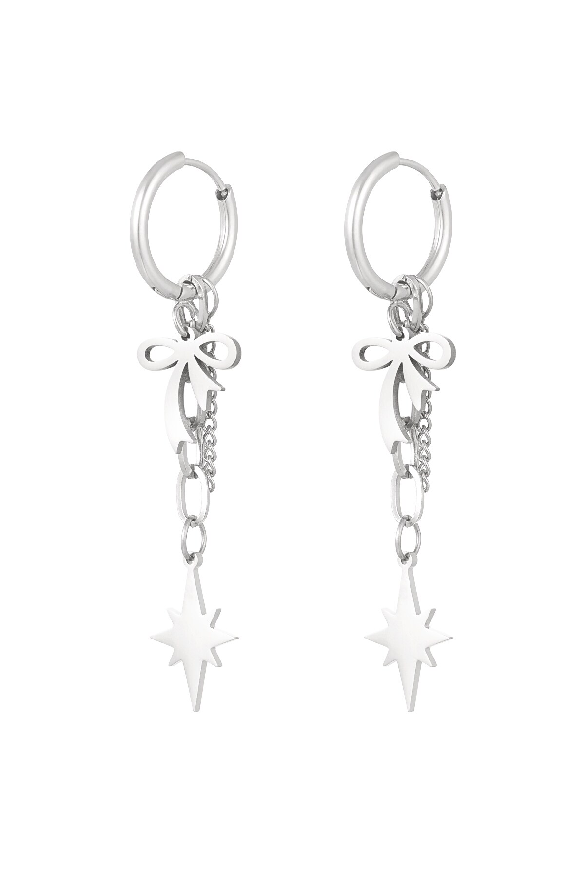 Earrings bows day - Silver color h5 