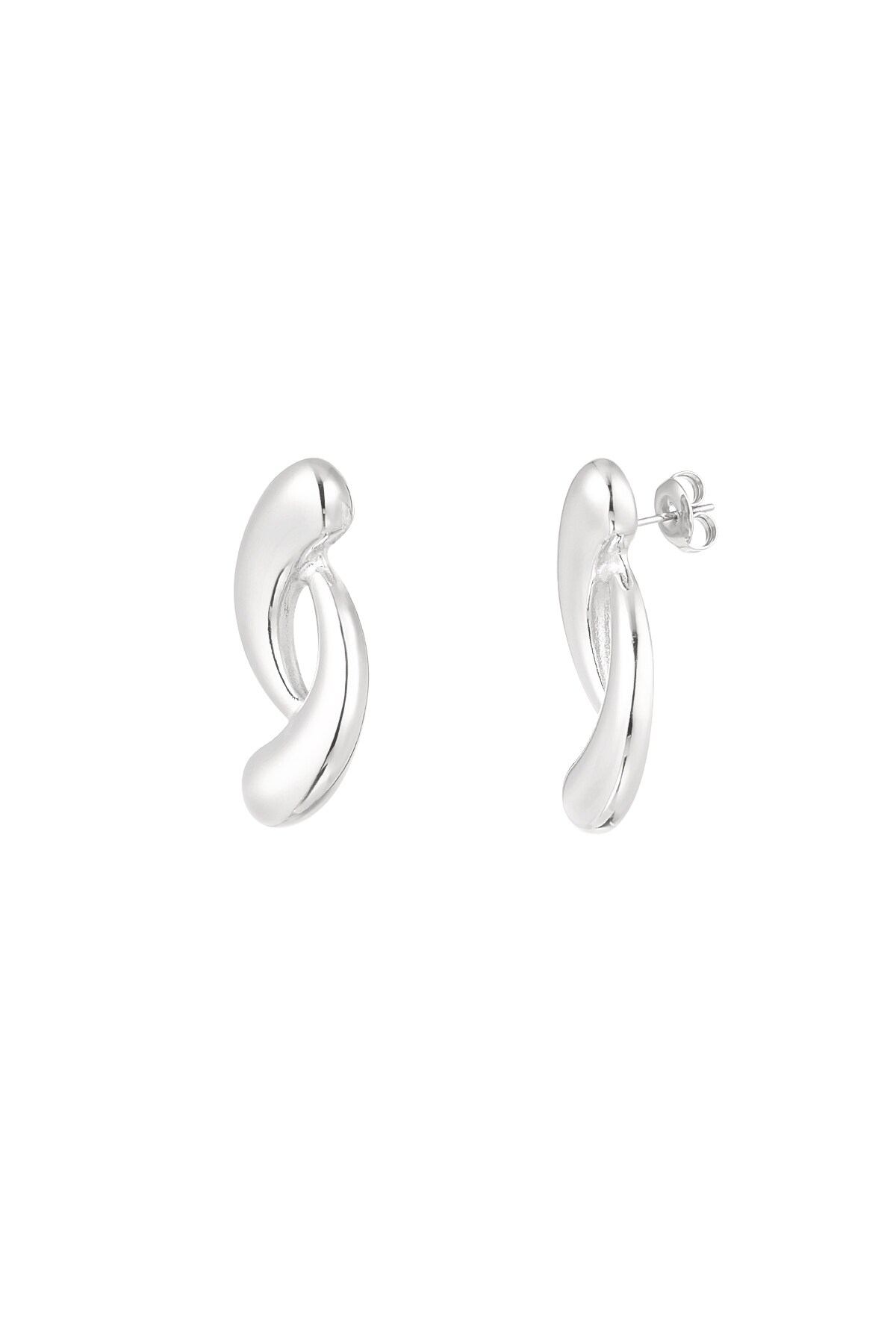 Earrings loose stripes - Silver color h5 