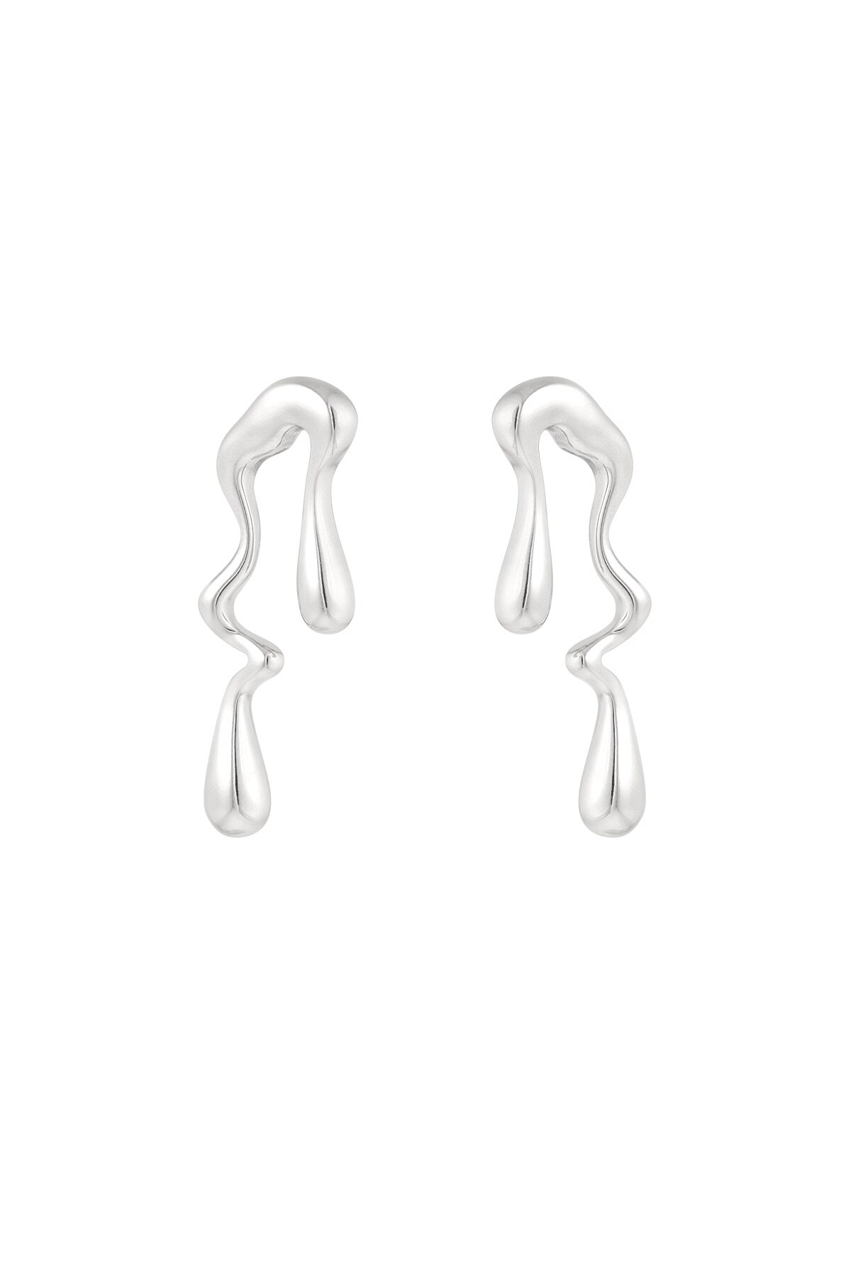 Earrings dripping away - Silver color h5 