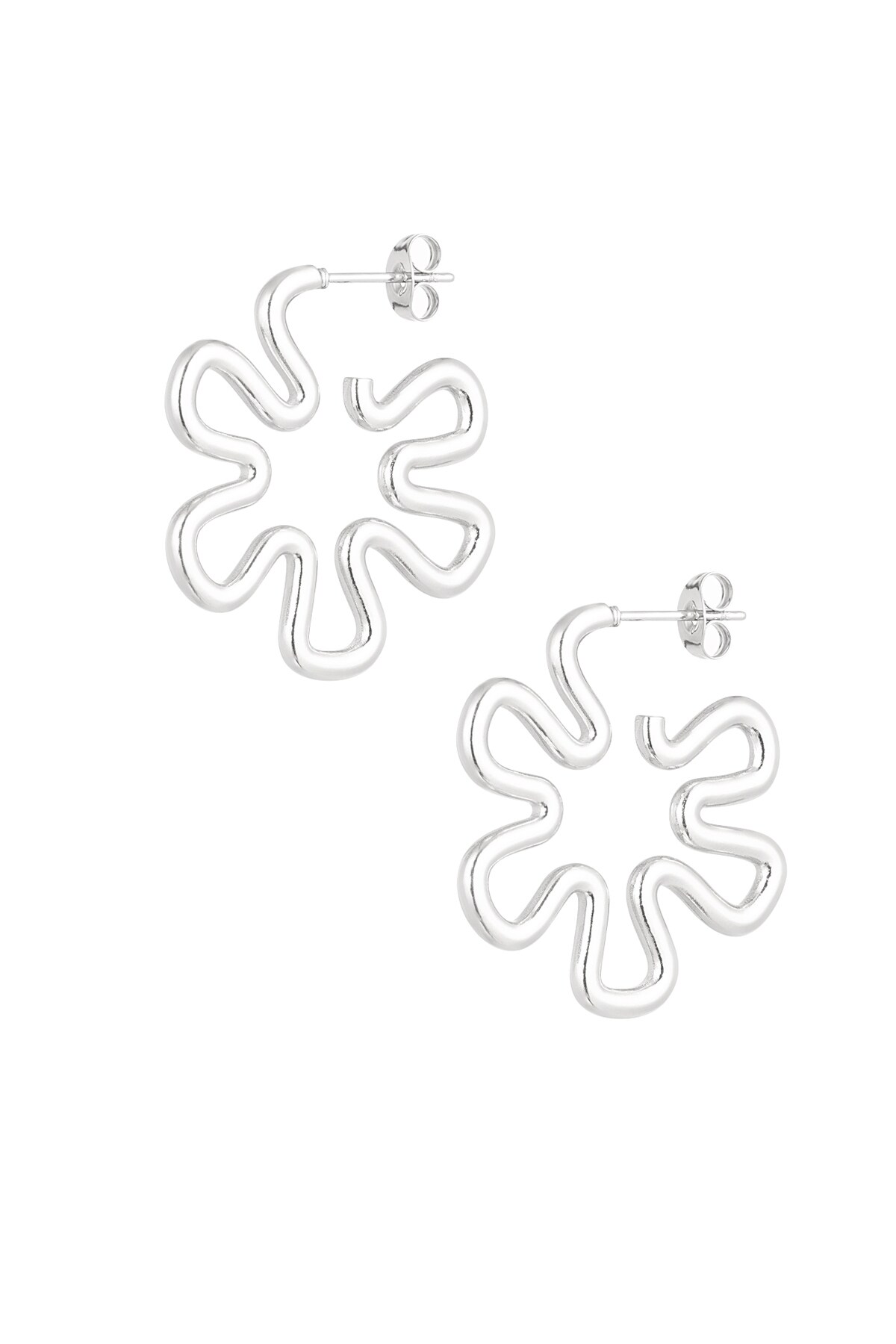 Hippie flower earrings - Silver color h5 