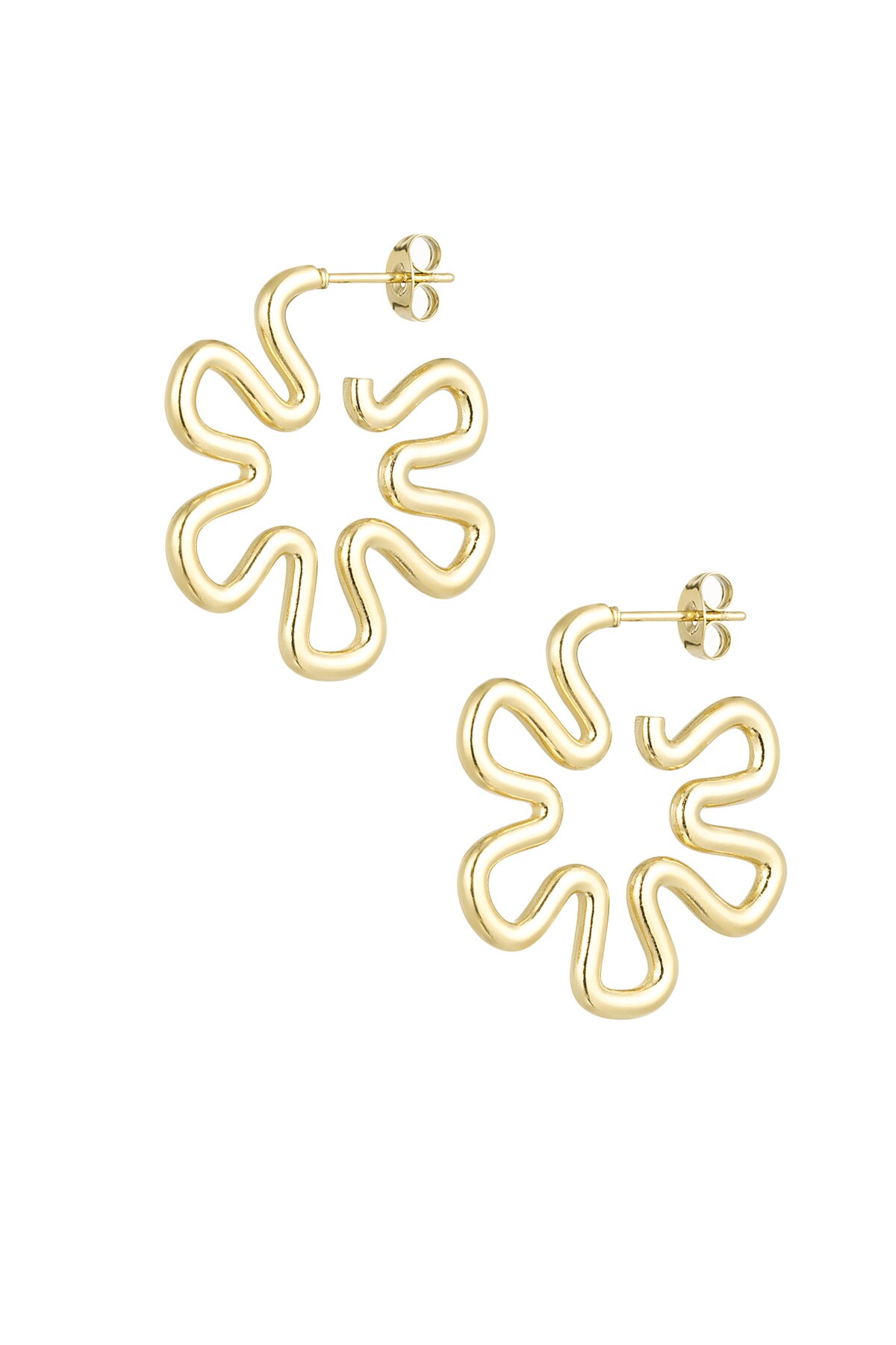 Hippie flower earrings - Gold color h5 