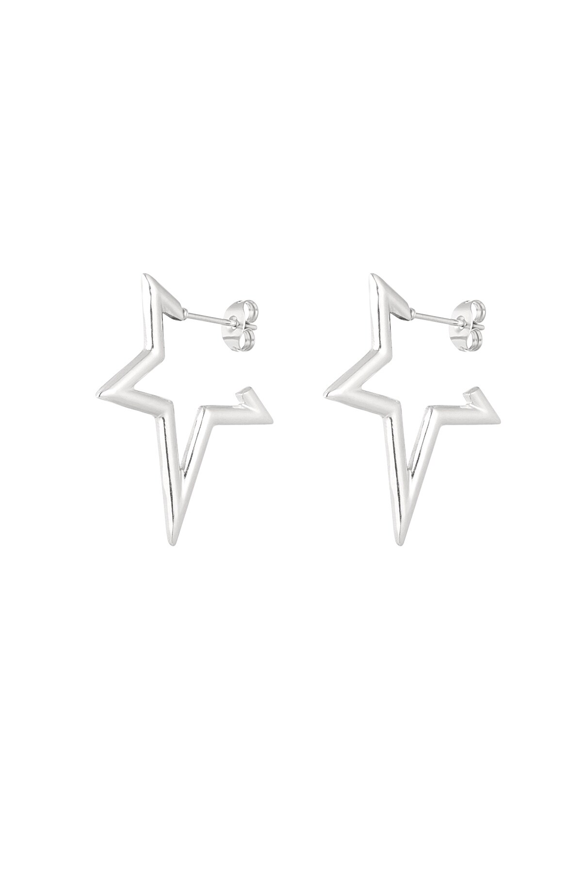 Half star earrings - Silver color h5 