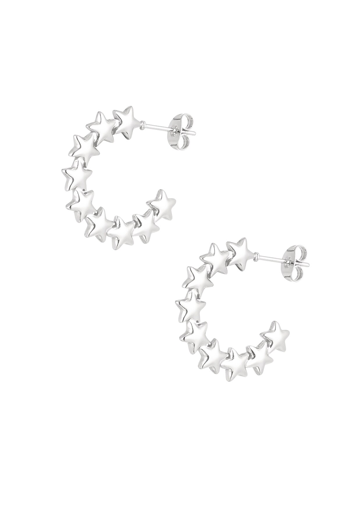 Round star earrings - Silver color h5 