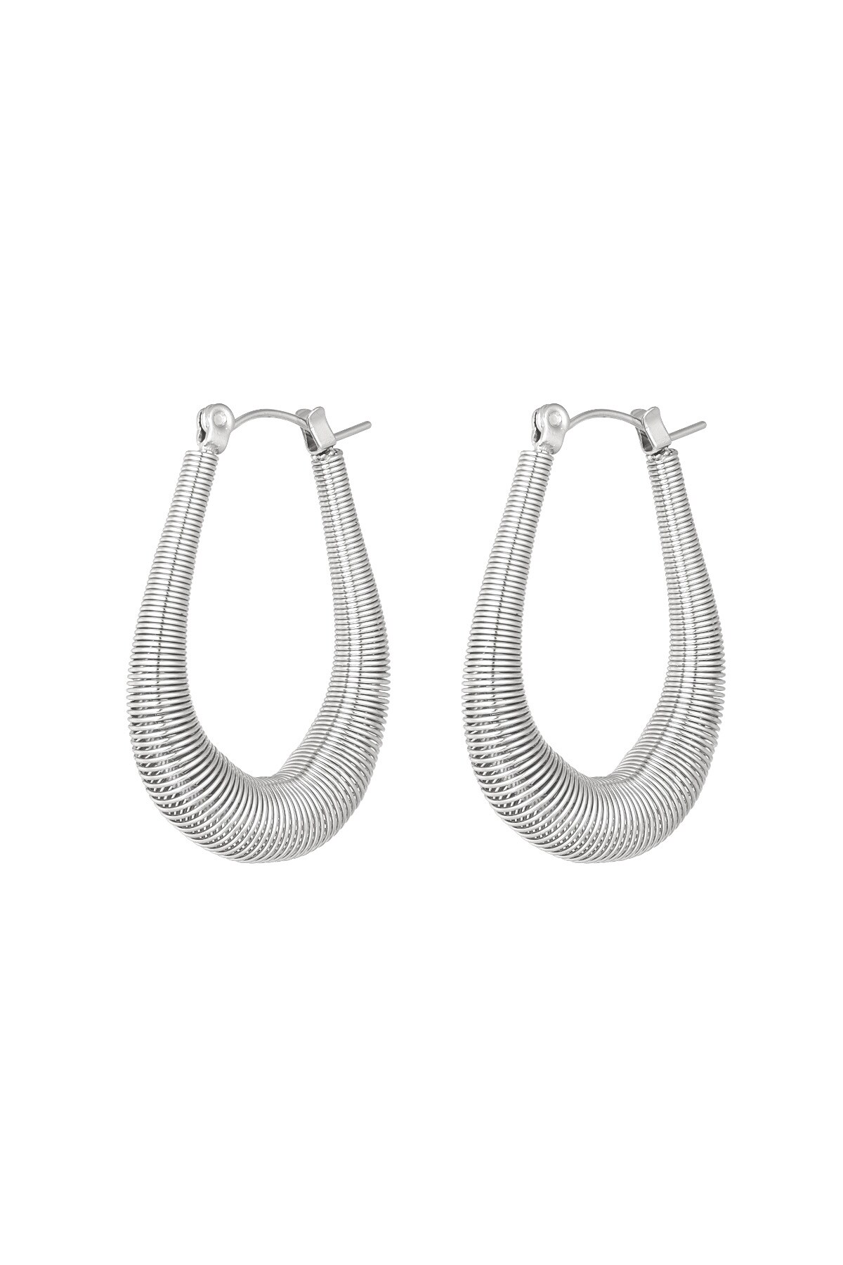 Structured hanging earrings - Silver color h5 